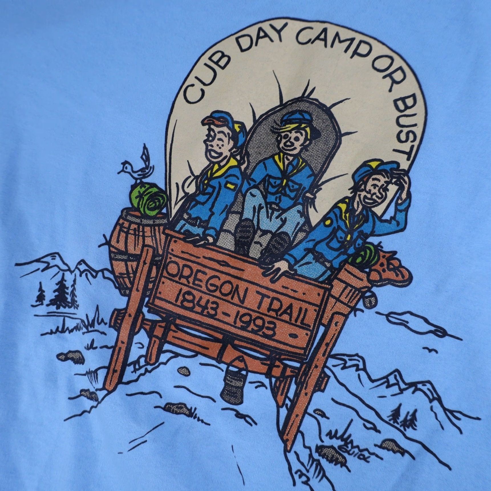 Vintage VINTAGE 1993 Boy Scouts Oregon Trail Mens Large Graphic T Shirt Blue Size US L / EU 52-54 / 3 - 4 Thumbnail