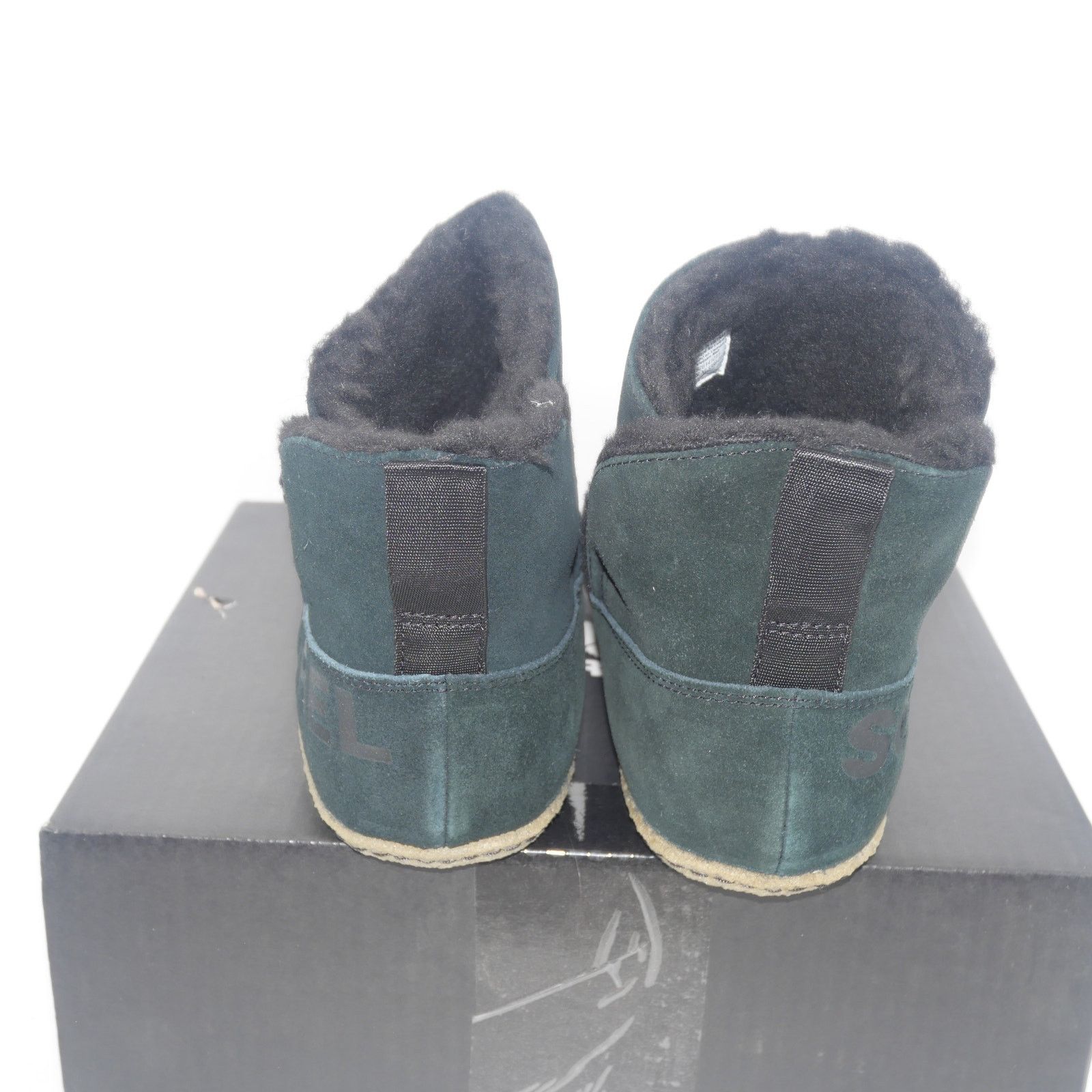 NEW Sorel Nakiska Bootie Black Suede Faux Sherpa Lined Boots