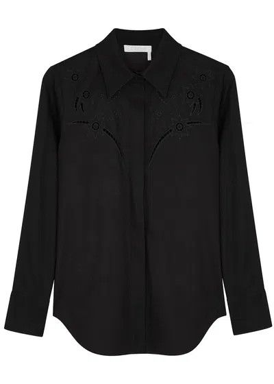 Chloe o1y0825 Lace Shirt in Black Size L / US 10 / IT 46 - 1 Thumbnail