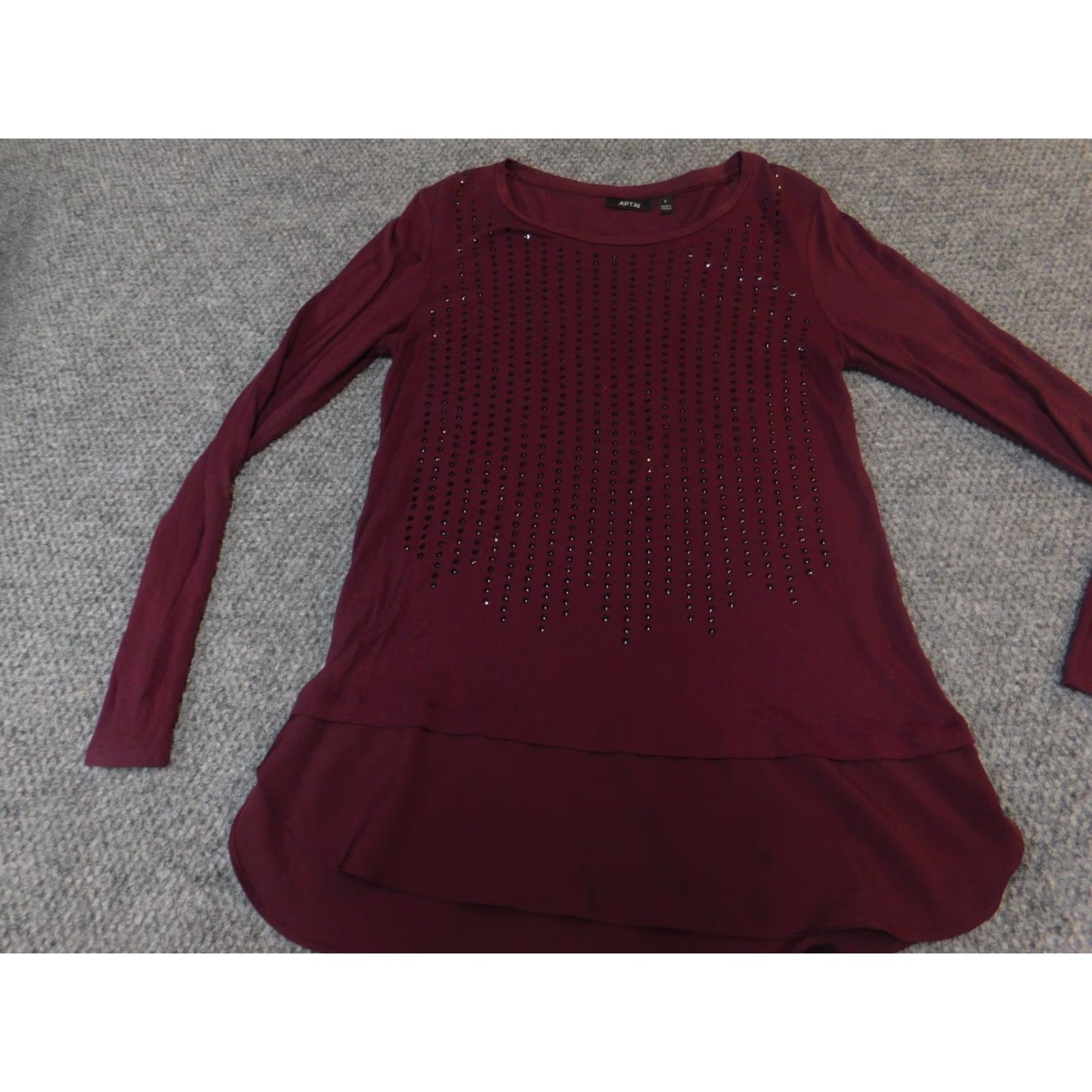 Apt. 9 Apt. 9 Blouse Women S Red Solid Crew Neck Long Sleeve Casual Breathable Regular Fit Size S / US 4 / IT 40 - 4 Thumbnail