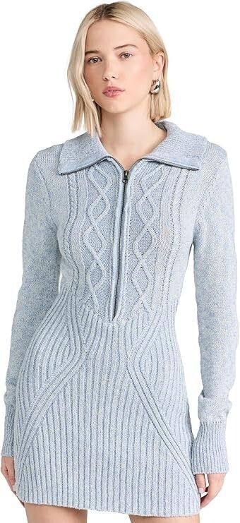 Free People Free People Knit Mont Blanc Mini Dress Sky Blue Combo ( M ) Size M / US 6-8 / IT 42-44 - 3 Thumbnail