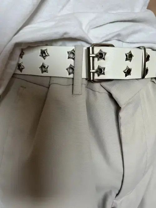 Japanese Brand Star Rivet Belt (white) Size ONE SIZE - 1 Thumbnail