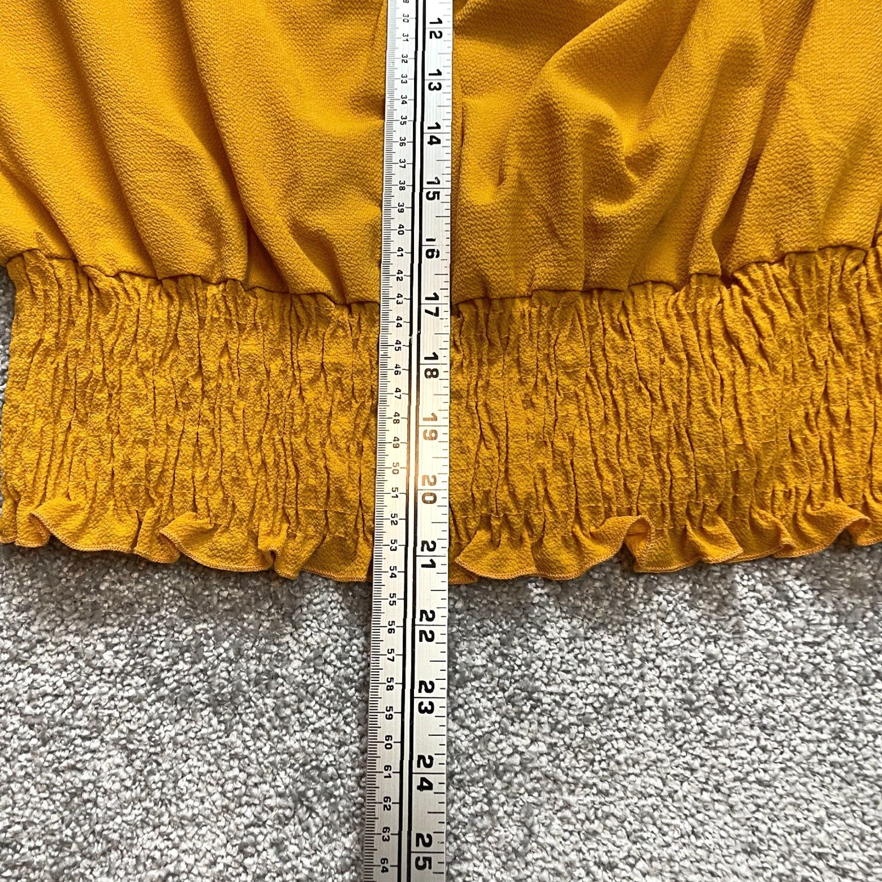 Vintage Unbranded Blouse Peasant Top Womens 3X Yellow Short Sleeve Stretch Off Shoulder Shirt Ladies 3X Yellow Off the Shoulder Blouse Size XXL / US 16-18 / IT 52-54 - 3 Thumbnail