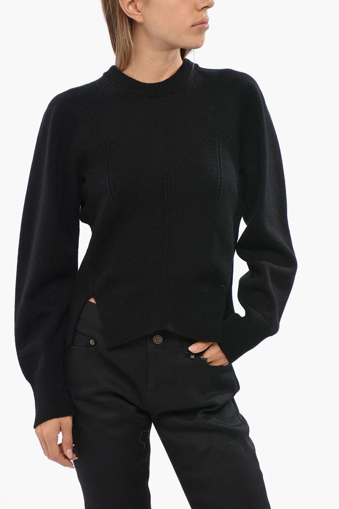 Alexander McQueen og1mm0426 Crew-Neck Chevron Corset Top in Black Size L / US 10 / IT 46 - 1 Thumbnail