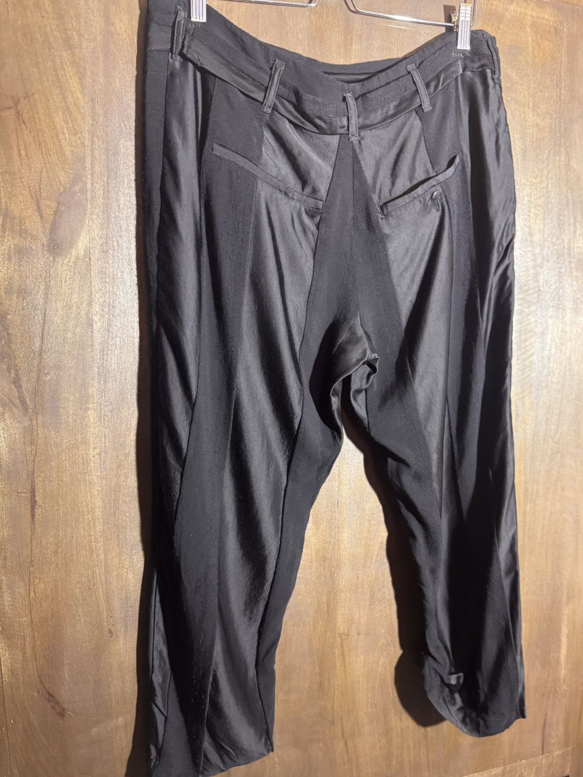 Ann Demeulemeester Ann Demeulemeester cropped black satin viscose pants women Size 28" / US 6 / IT 42 - 5 Thumbnail