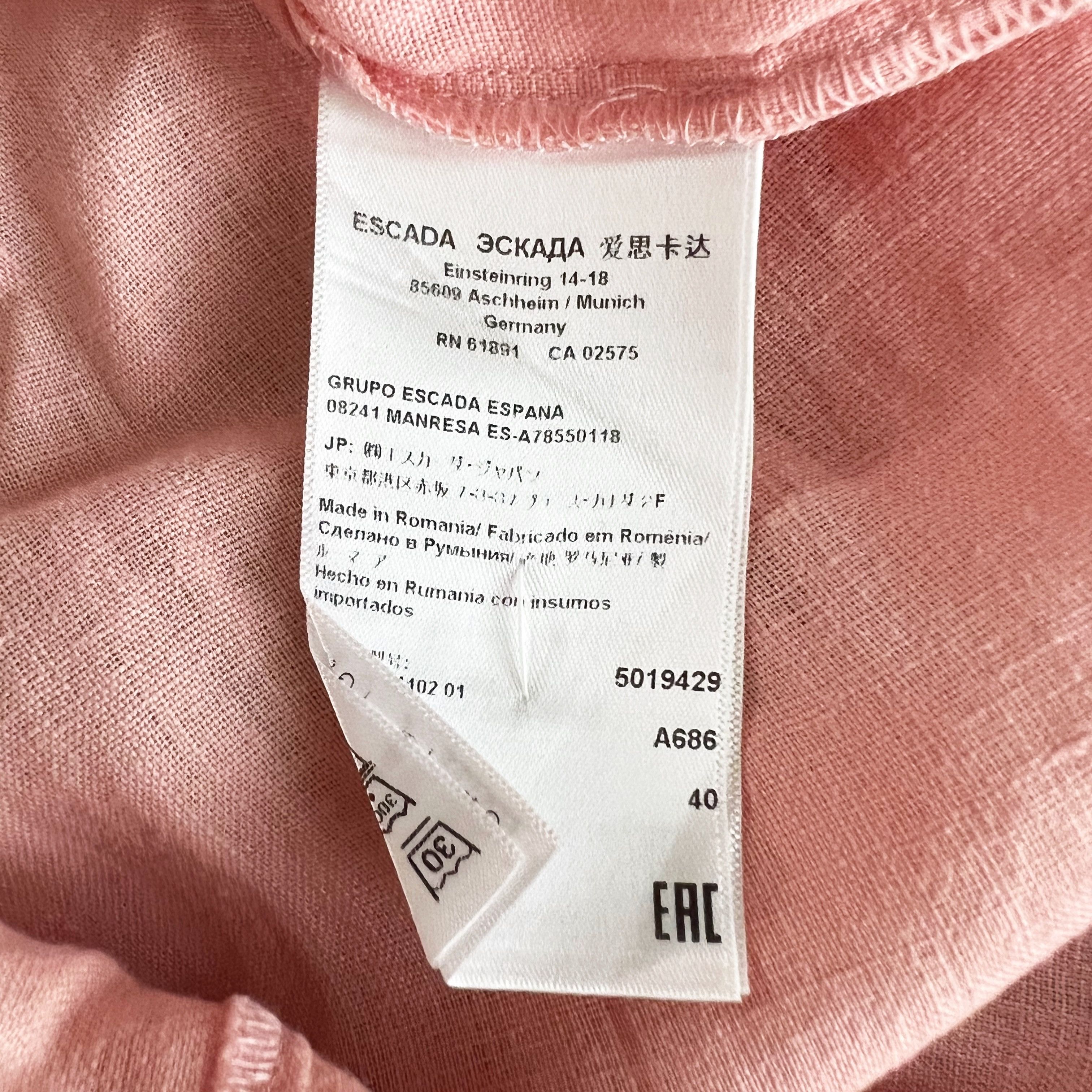 Escada Escada Sport Linen Ruched Pleated Pearl Size L / US 10 / IT 46 - 3 Thumbnail
