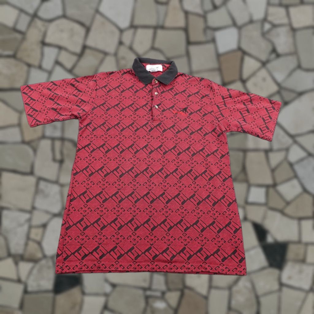 VINTAGE Titleist Polo Shirt Mens M Red Spyglass Hill Geometric Golf USA 90s Outdoor