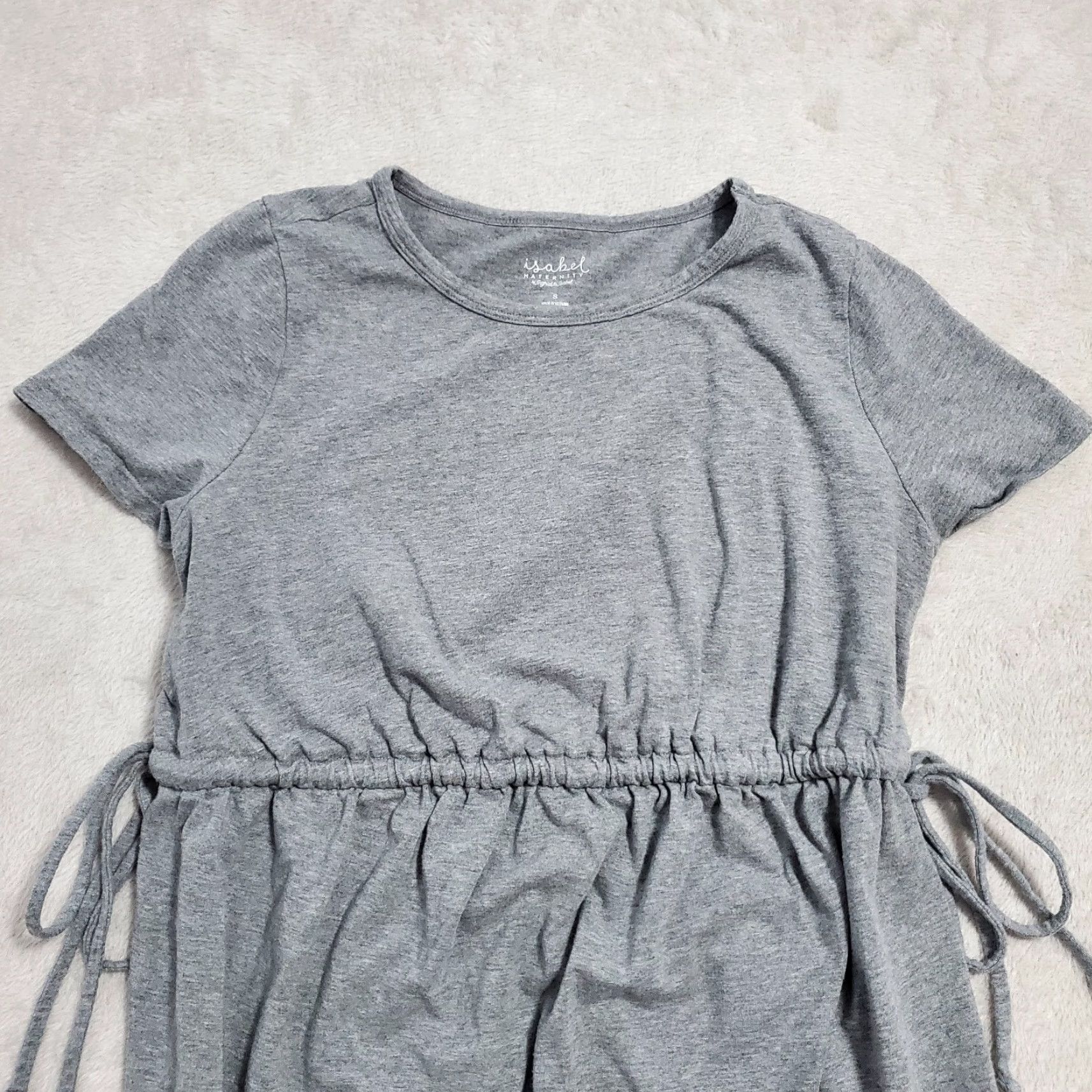 Vintage Isabel Maternity Midi Dress Women S Gray Short Sleeve Side Ties Adjustable Waist Casual Lightweight Jersey Dress Size 28" / US 6 / IT 42 - 4 Thumbnail