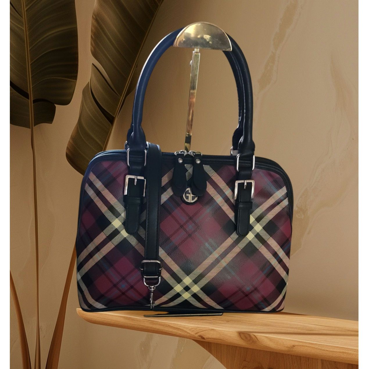 Giani Bernini Giani Bernini faux leather Plaid Dome Satchel, Size ONE SIZE - 1 Thumbnail