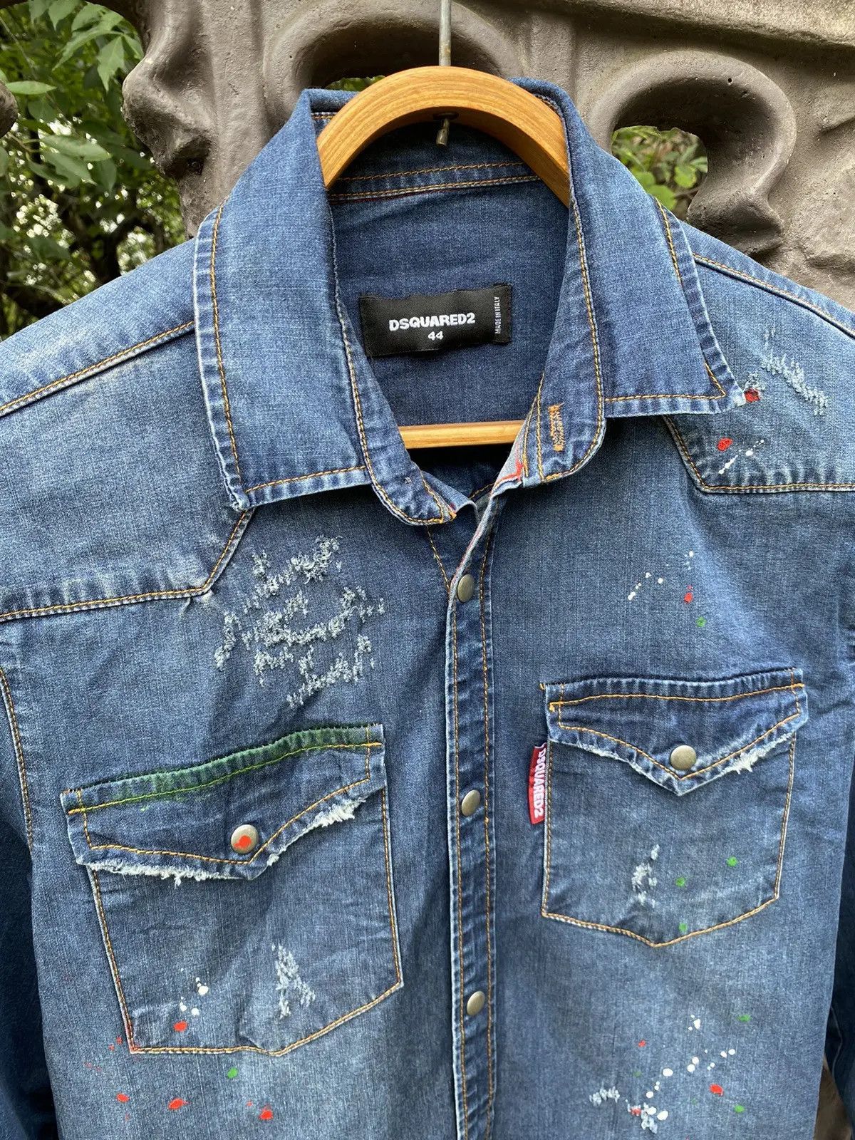 Dsquared2 × Vintage Vintage DSquared2 Distressed Denim Shirt Size US S / EU 44-46 / 1 - 5 Thumbnail