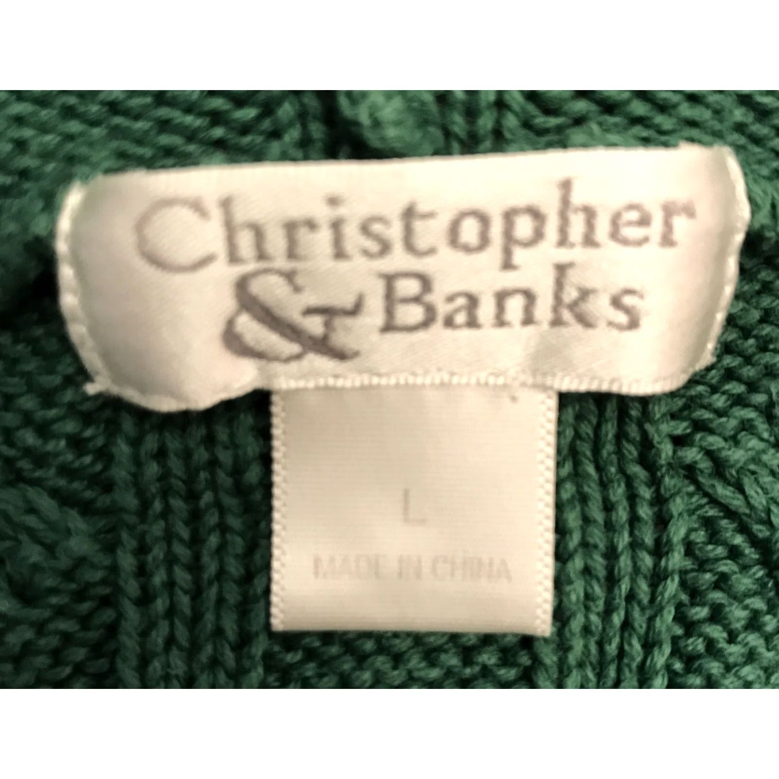 Vintage Christopher & Banks Womens Pullover Sweater Hooded Cable-Knit Green L Size L / US 10 / IT 46 - 3 Thumbnail