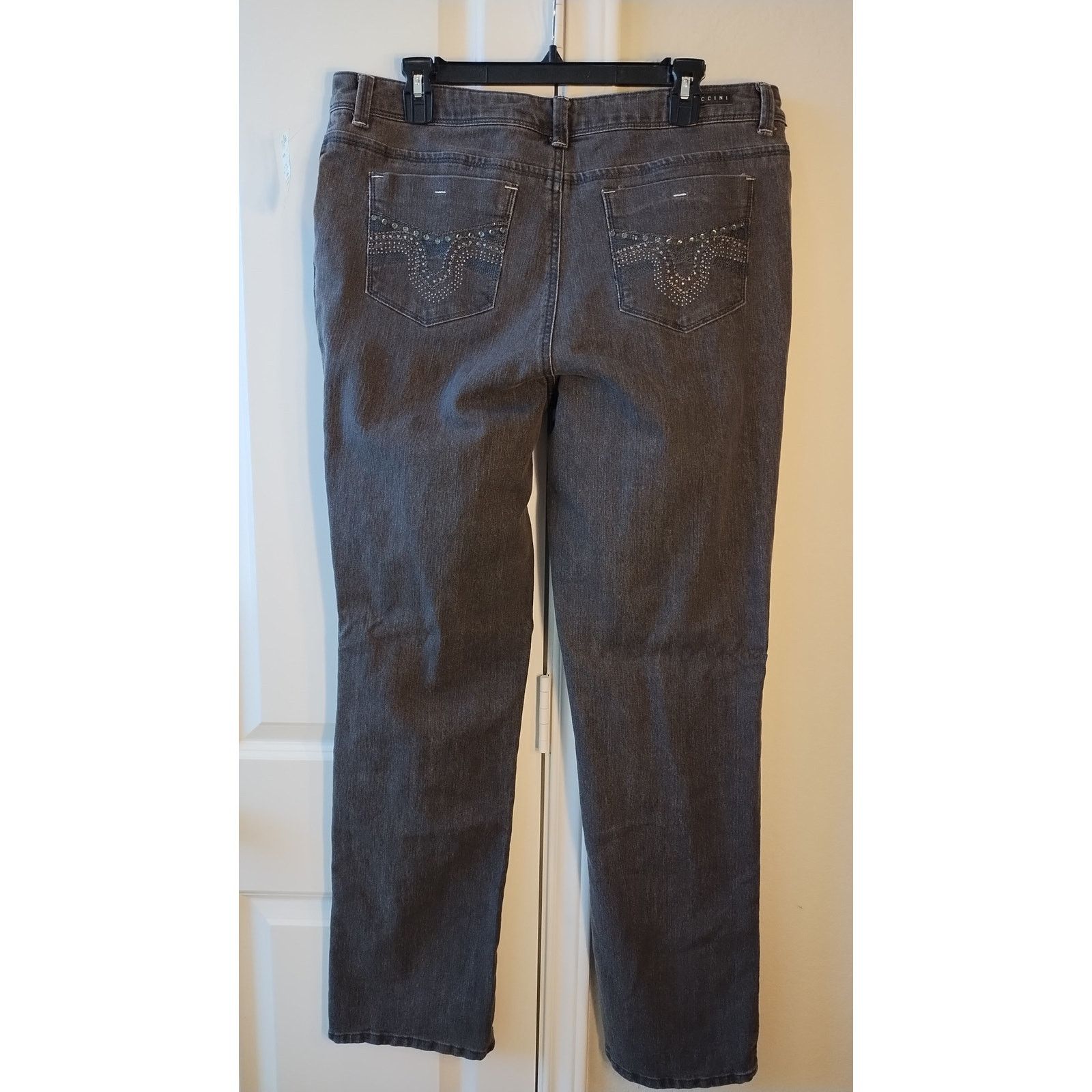 Bacco Bucci Baccini Women Stretch Straight Leg Gray Denim Jeans Size 14 Size 36" / US 14 / IT 50 - 6 Thumbnail