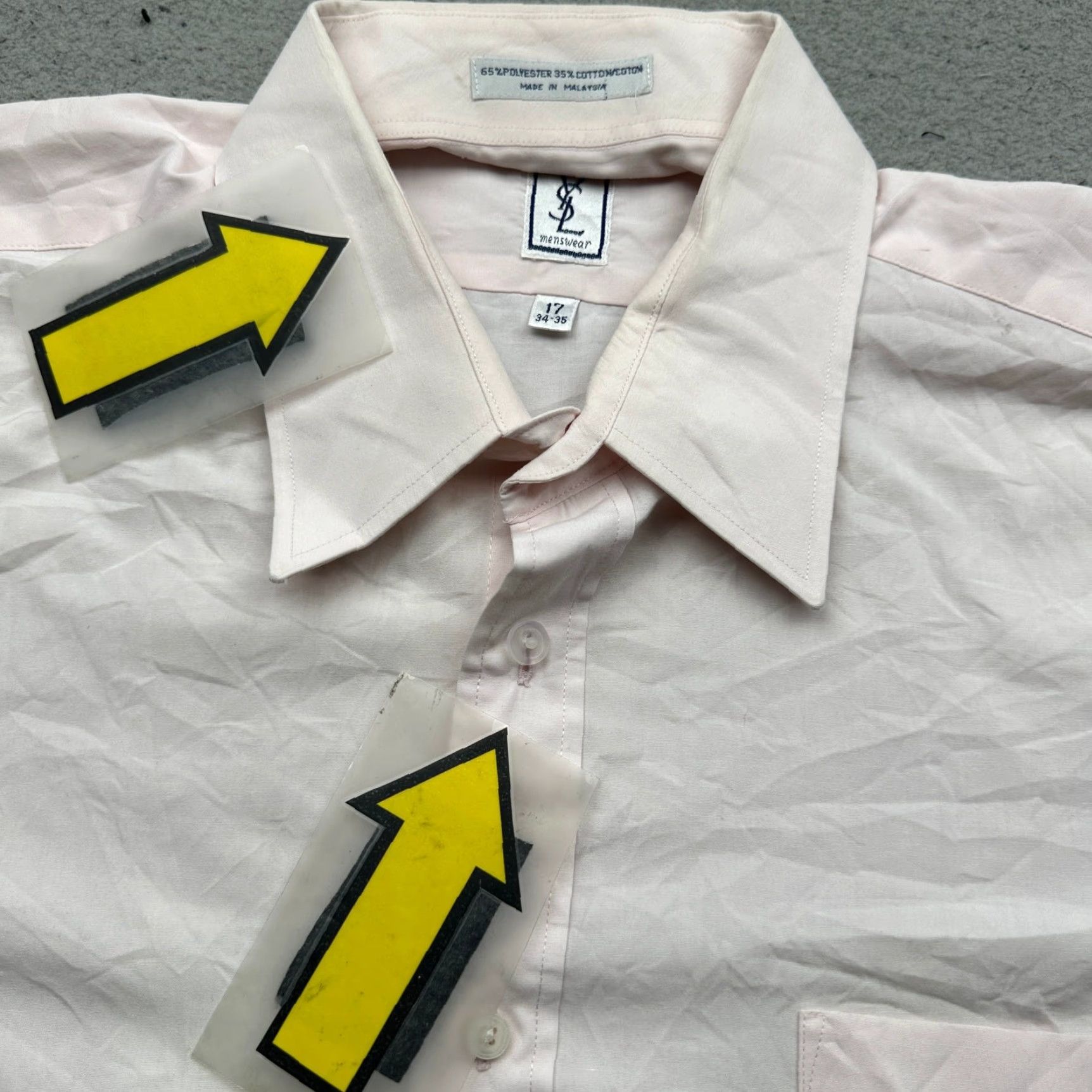 Yves Saint Laurent VINTAGE YSL Yves Saint Laurent Pink Button Pocket Dress Shirt Mens XL 17 Size 46R - 7 Thumbnail