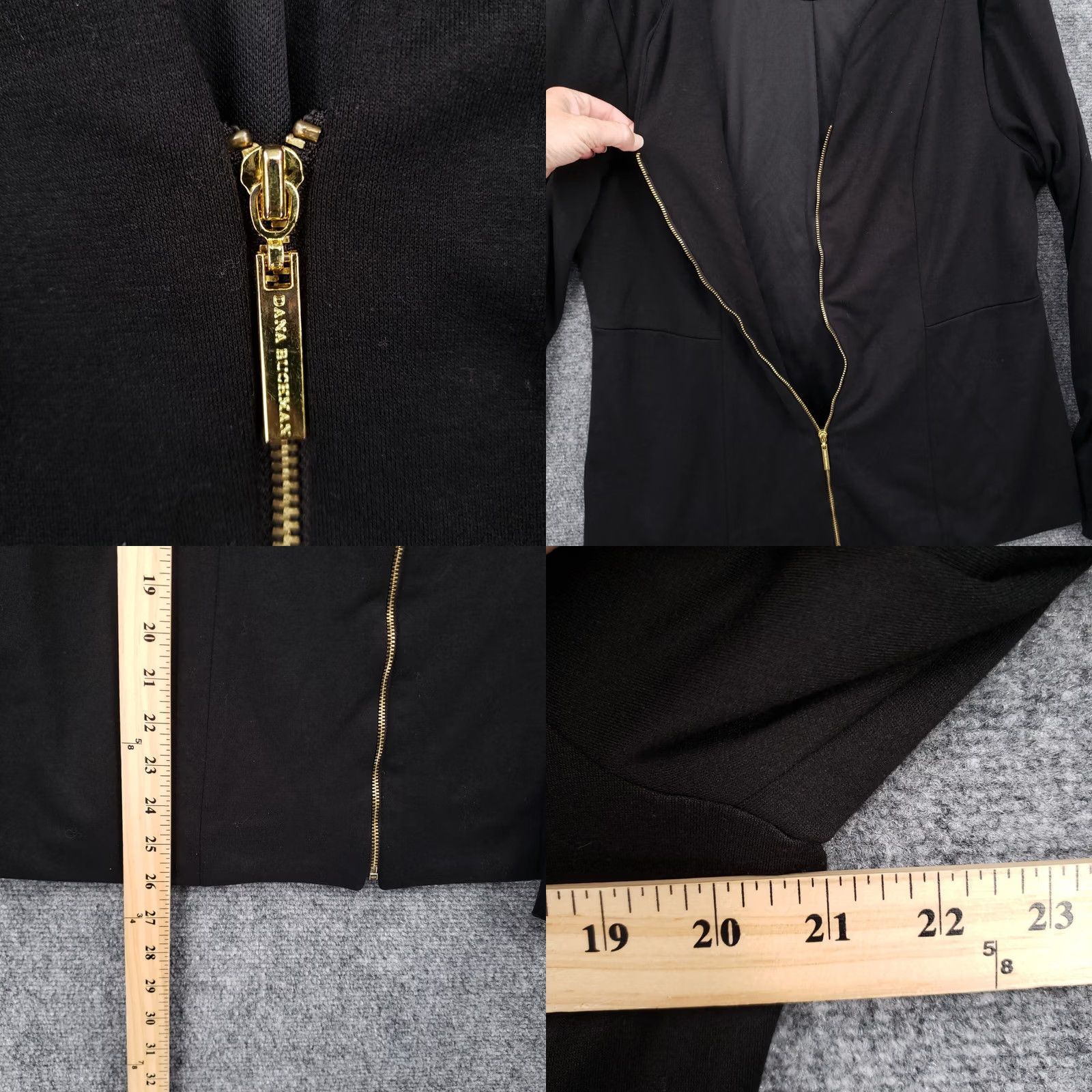 Vintage Dana Buchman Blazer Womens 14 Black Full Zip V-Neck Lined Officewear Jacket Coat Regular Size XS-? Size XL / US 12-14 / IT 48-50 - 8 Thumbnail