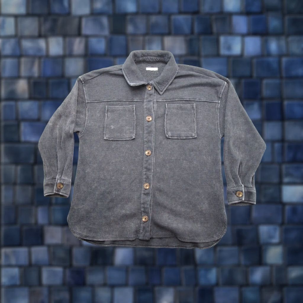 Vintage Maurices Women's Thermal Waffle Knit Button-Up Collared Sweatshirt Shirt Size S Gray Size S / US 4 / IT 40 - 1 Thumbnail