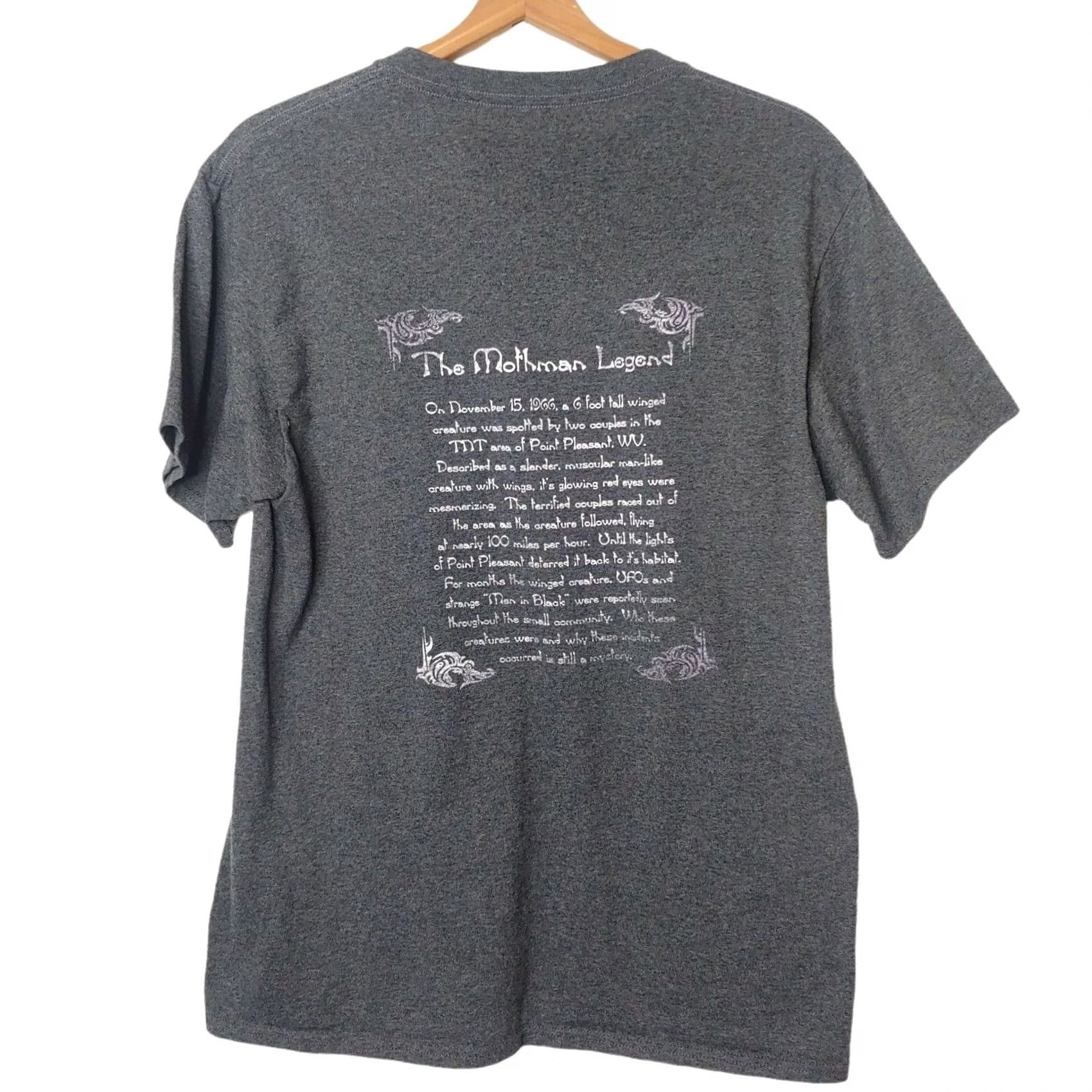 Port & Company Port & Company The Mothman Shirt Short Sleeve Crew Neck Gray M Adult Medium Cryptid Graphic Print Men Size US M / EU 48-50 / 2 - 3 Thumbnail