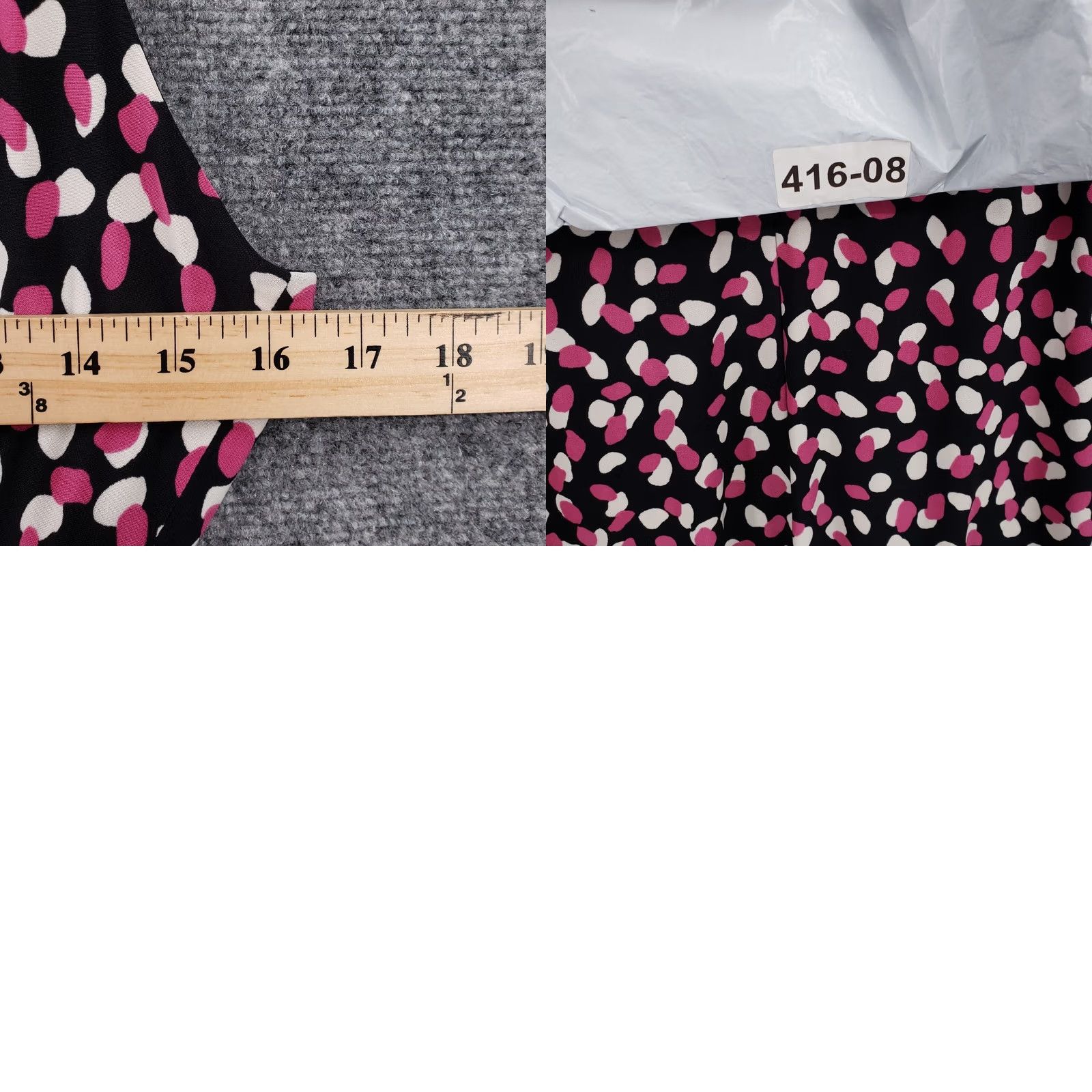 Evan Picone Evan Picone Dress Womens 6 Black Pink Fit & Flare Midi Polka Dot Ruched Waist Dress Size M / US 6-8 / IT 42-44 - 9 Thumbnail