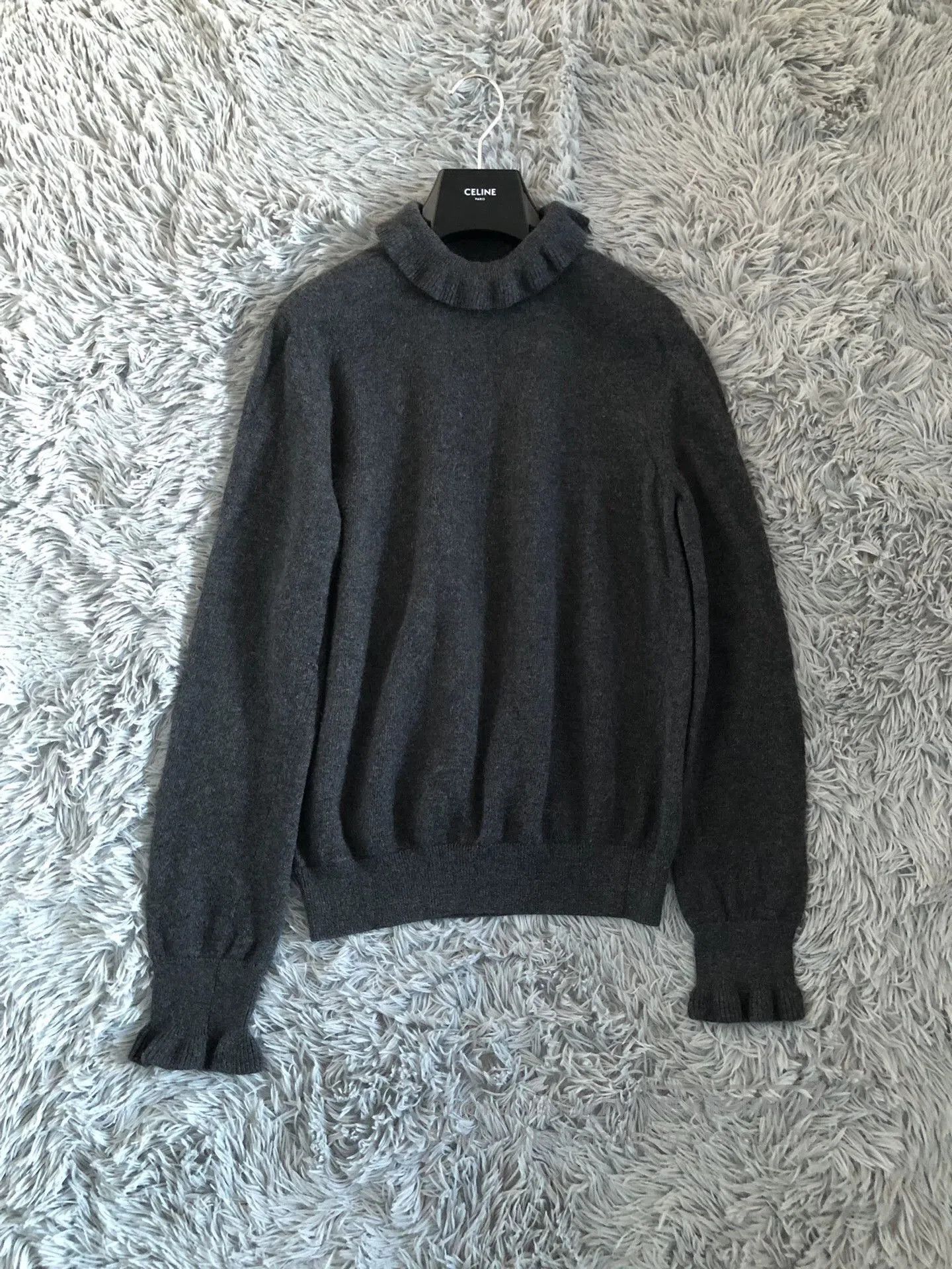 Celine Celine Ruffled Collar Turtleneck Sweater. Size L / US 10 / IT 46 - 1 Thumbnail