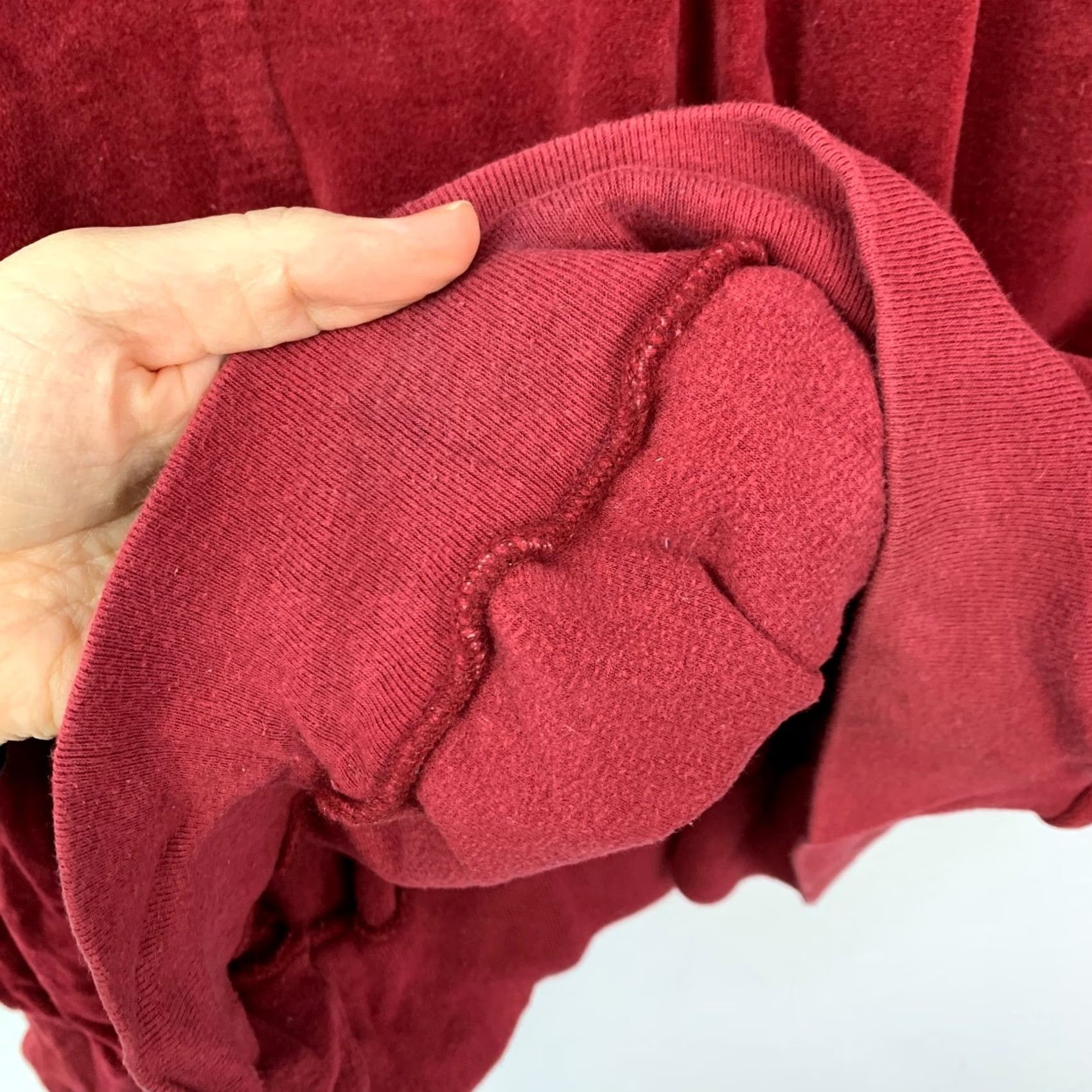 Velour VINTAGE Classic Directions Polo Shirt Mens Large Velour Red Long Sleeve 80s Buttonless Zip Collar Shirt Size US L / EU 52-54 / 3 - 5 Thumbnail