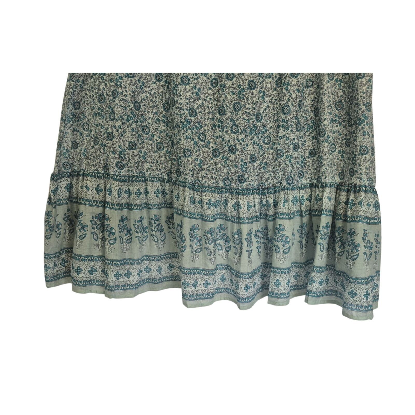 Other India Collection Floral Hand Blocked Green Cotton Skirt S Size 30" / US 8 / IT 44 - 6 Thumbnail