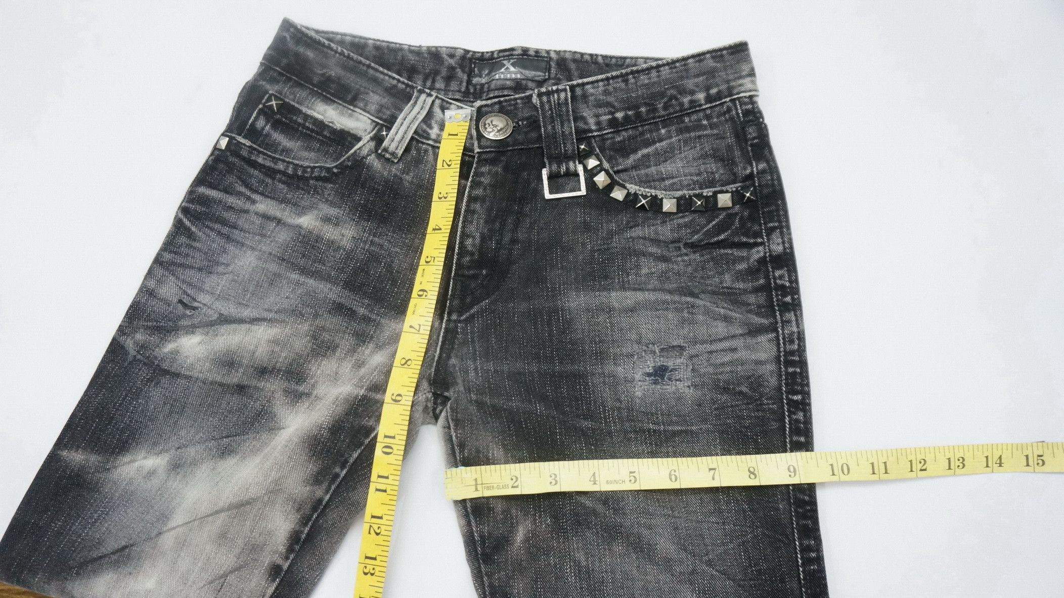 Japanese Brand XFRM Acid Wash Punk Skull Beads and Studded Jeans Size US 29 - 10 Thumbnail