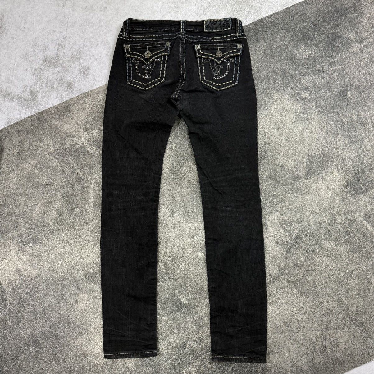 Vintage Vigoss U.S.A. black chain stitch flared jeans wonderafted Size US 30 / EU 46 - 4 Thumbnail
