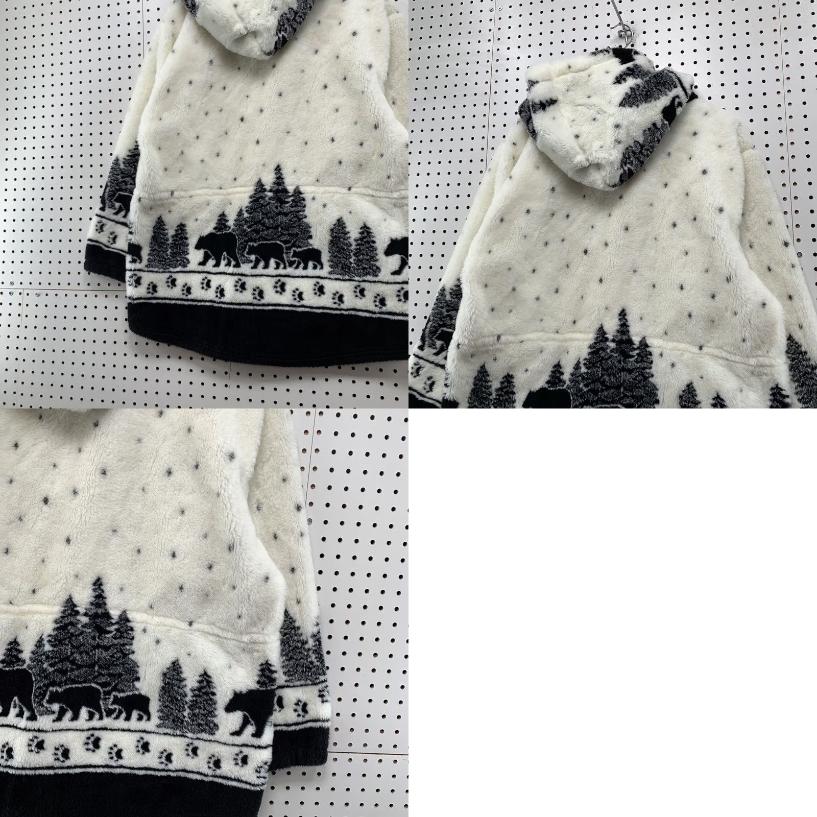 Vintage VINTAGE Andrea Faye Sherpa Jacket Men M White Black Bear Outdoor Hooded Hoodie Bomber Jacket Mens Size US M / EU 48-50 / 2 - 8 Thumbnail