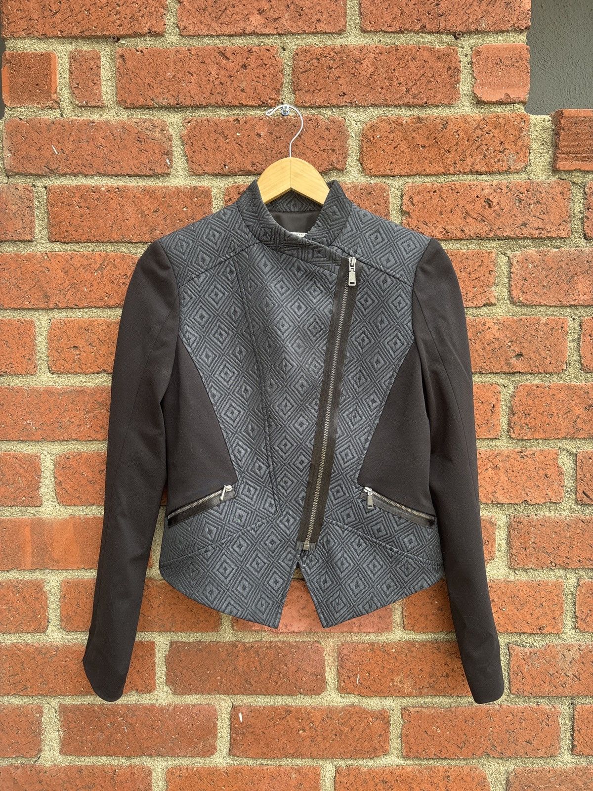 Elie Tahari Elie Tahari Navy and Black Diamond motorcycle Blazer Size M / US 6-8 / IT 42-44 - 2 Thumbnail