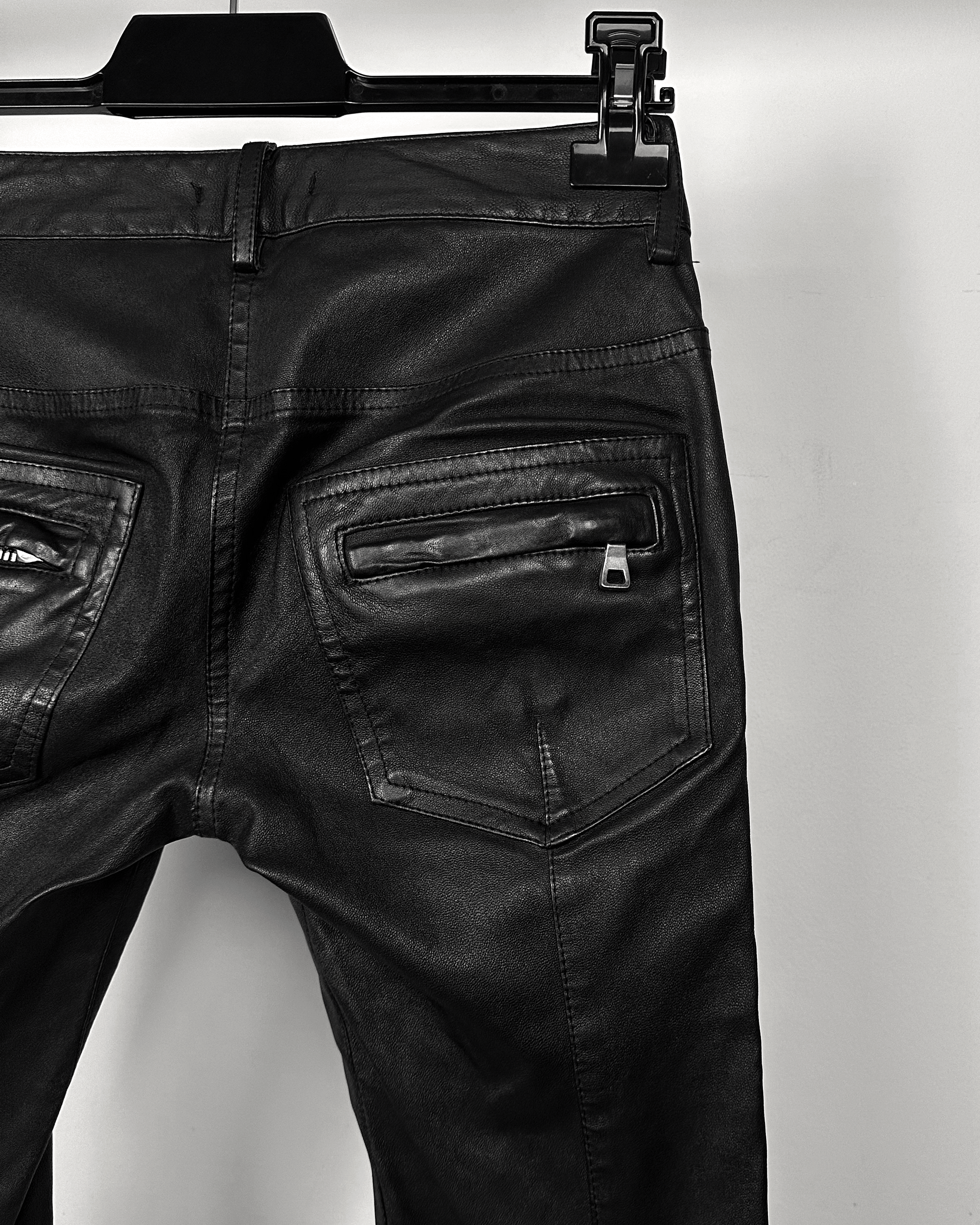 Balmain Balmain Christophe Decarnin Safety Pin Leather Biker Pants Size US 27 - 9 Thumbnail