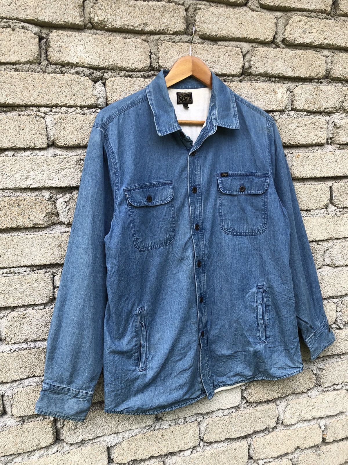Obey Vintage Obey Thermal Buttons Jean Shirts Size US L / EU 52-54 / 3 - 4 Thumbnail