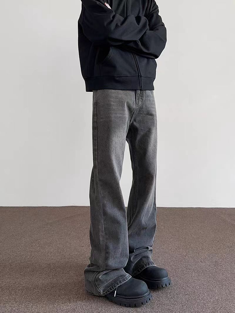 Japanese Brand × Jean High Street Aged Smokey Gray Straight Leg Micro Flare Jeans Size US 31 - 1 Thumbnail