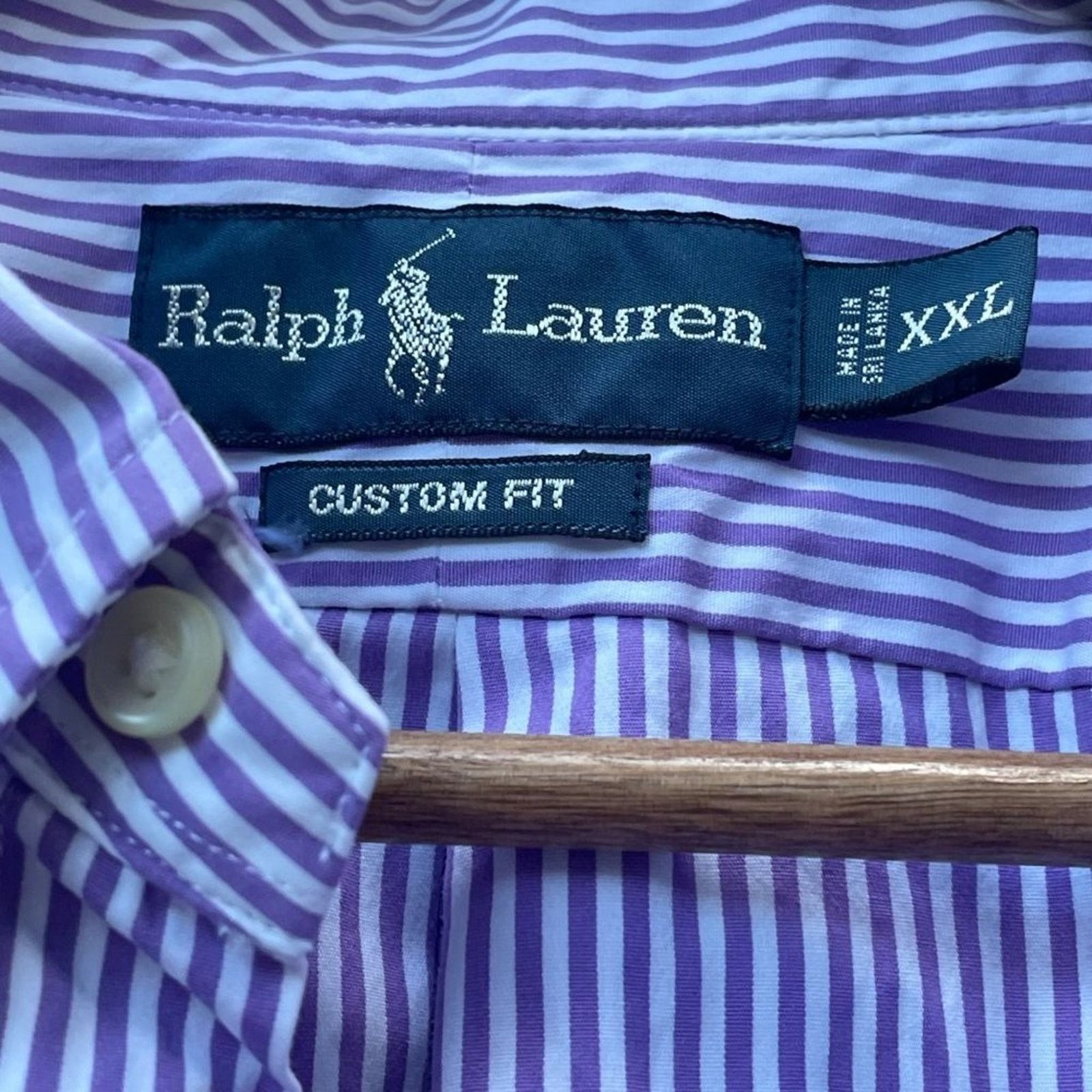 Ralph Lauren Ralph Lauren Custom Fit Oxford Purple White Striped Size US XXL / EU 58 / 5 - 8 Thumbnail