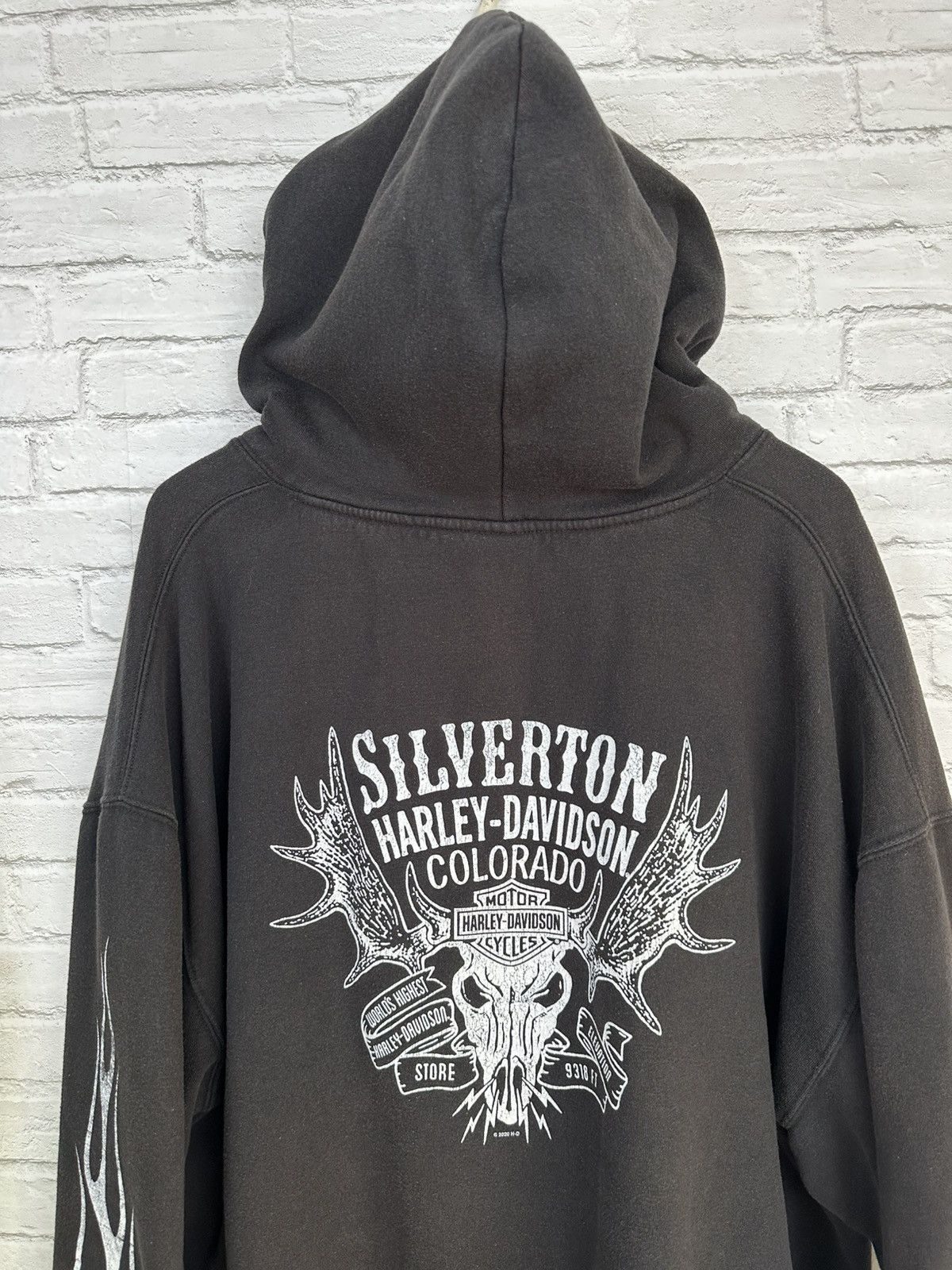 Harley Davidson (3XL) SICK FLAMES FADED Black Harley Davidson Hoodie Size US XXL / EU 58 / 5 - 9 Thumbnail