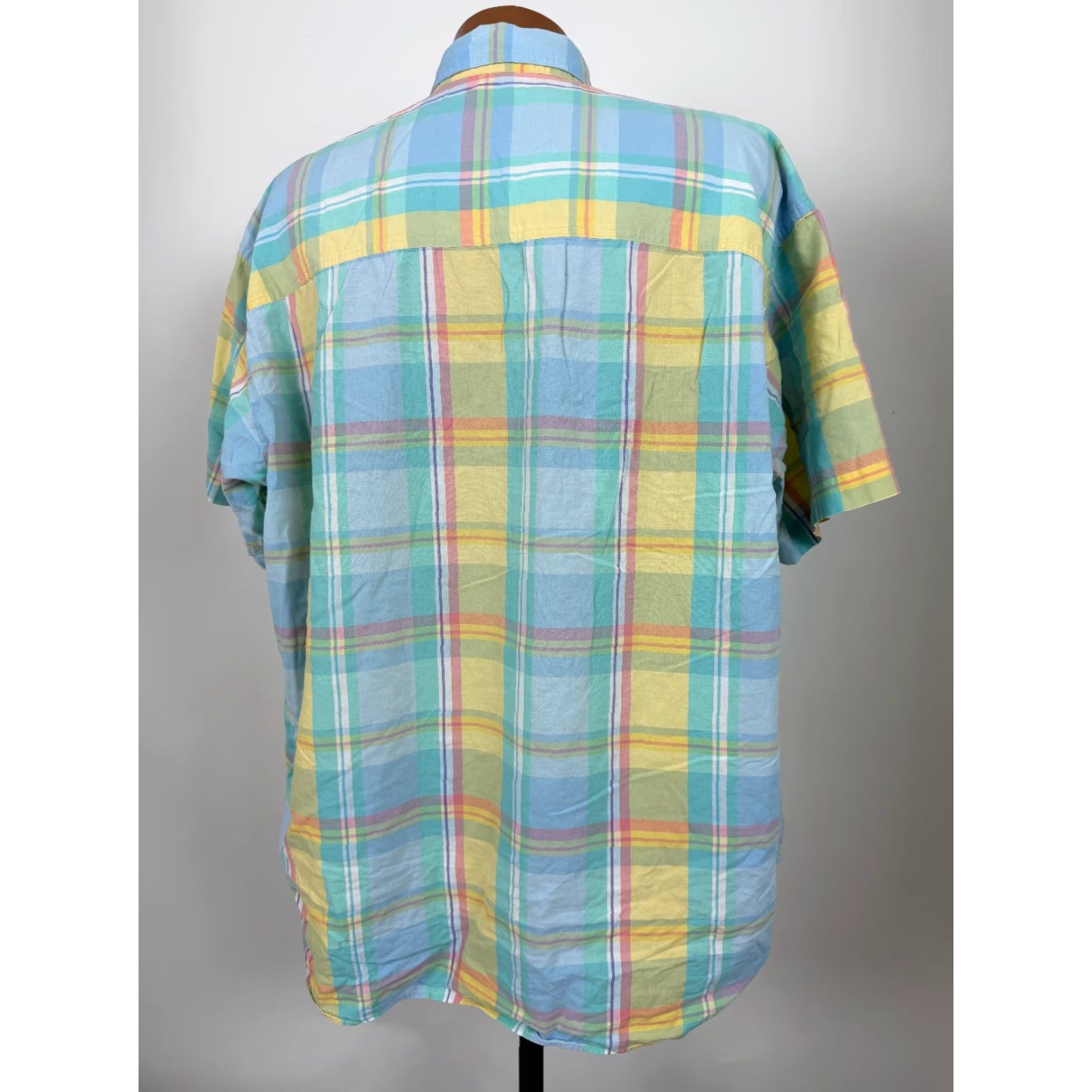 Arrow Vintage 90s Button Up Shirt Men XL Yellow Blue Casual Travel River Washed Cotton Mens Size US XL / EU 56 / 4 - 7 Thumbnail
