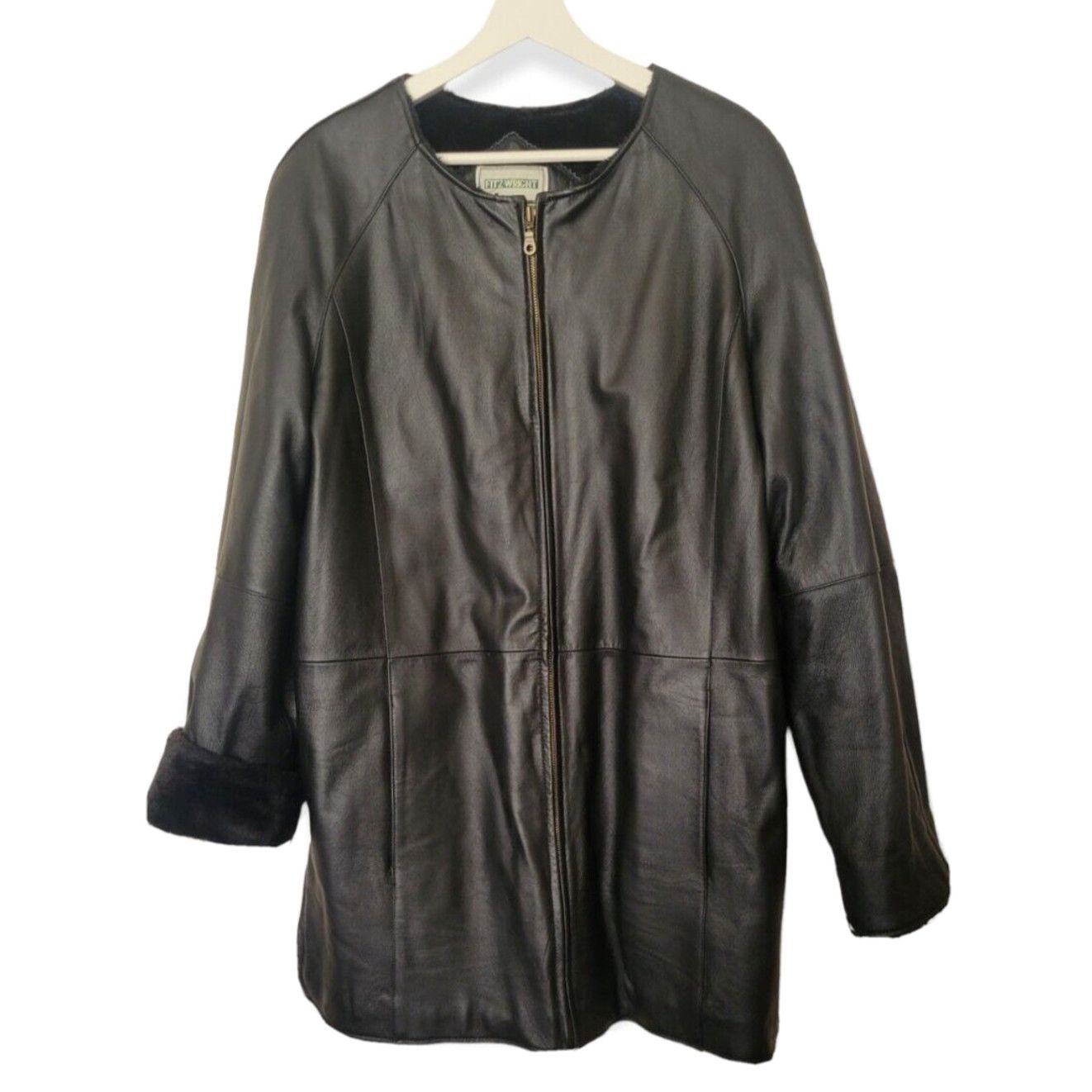 image of Name Fitz Wright Womens Black Faux Fur Leather Jacket Size L
