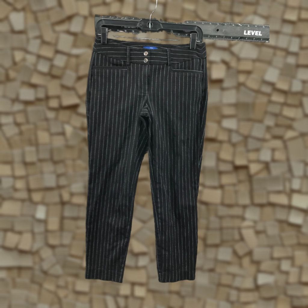 Apt. 9 Apt. 9 Torie Dress Pants Size 4 Womens Black Stripe Knit Flat Front Pockets Mid Rise Stretch Size 27" / US 4 / IT 40 - 1 Thumbnail