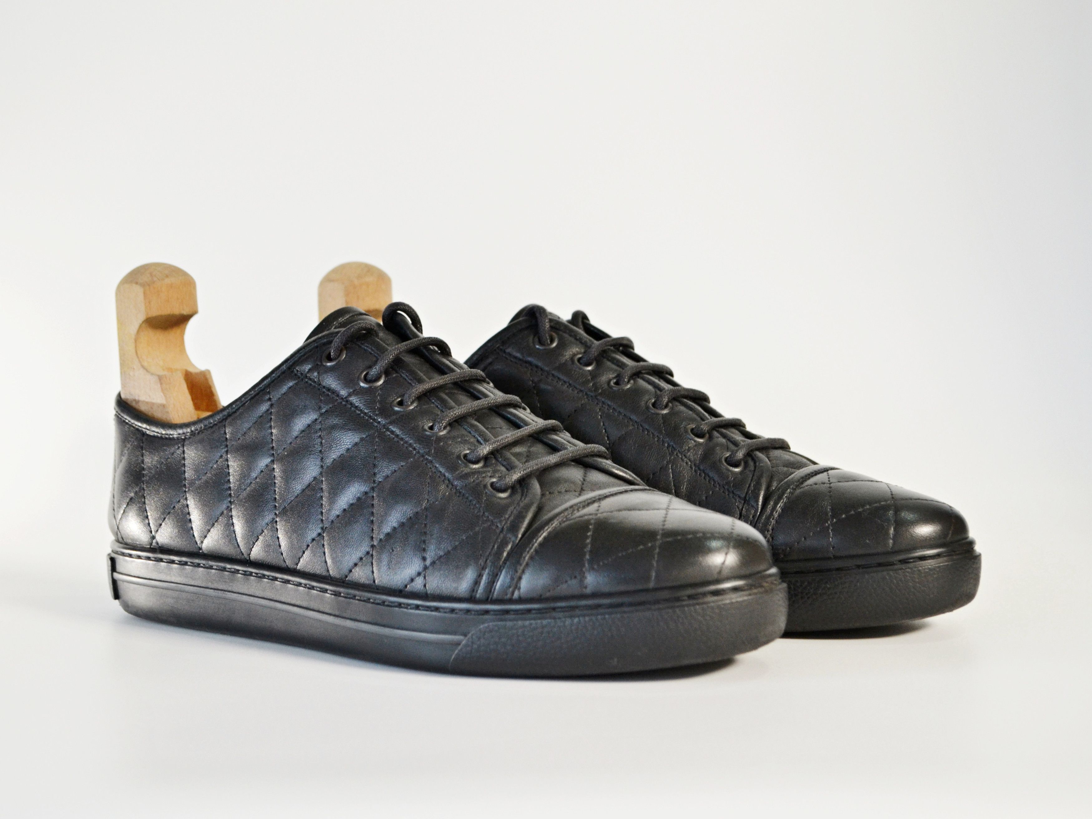 Armani Giorgio Armani Black Leather Sneakers 41/42 Size US 8.5 / EU 41-42 - 3 Thumbnail
