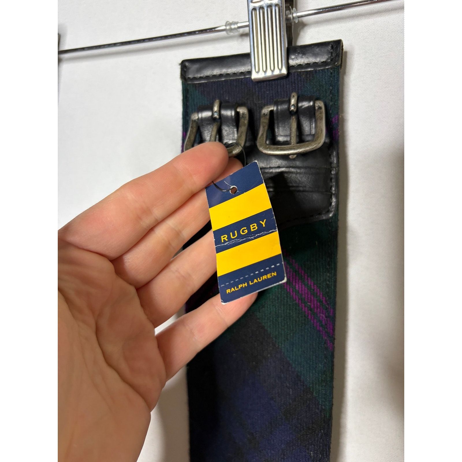 Rugby Ralph Lauren New Rugdy Polo Ralph Lauren green purple wide plaid Belt M Size ONE SIZE - 4 Thumbnail