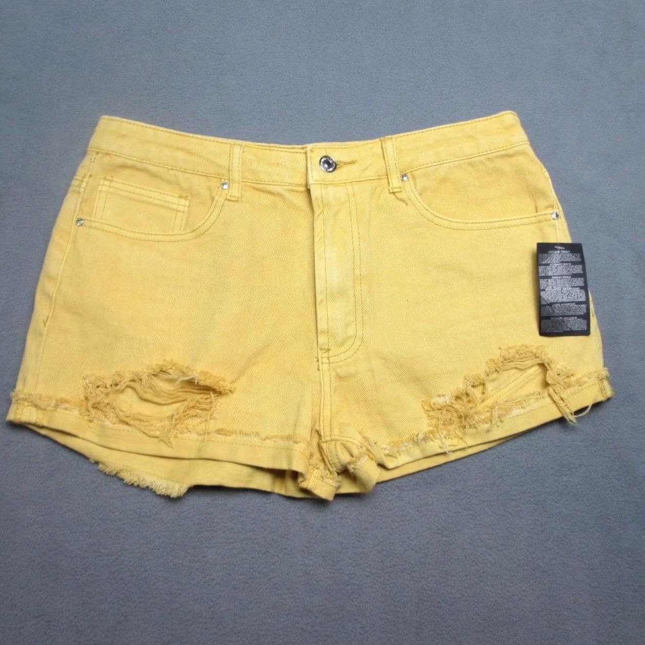 Forever 21 Forever 21 Shorts Womens 29 Yellow Distressed Denim Cutoff Frayed Hem 5-Pocket Jeans Shorts Size 29" - 2 Thumbnail