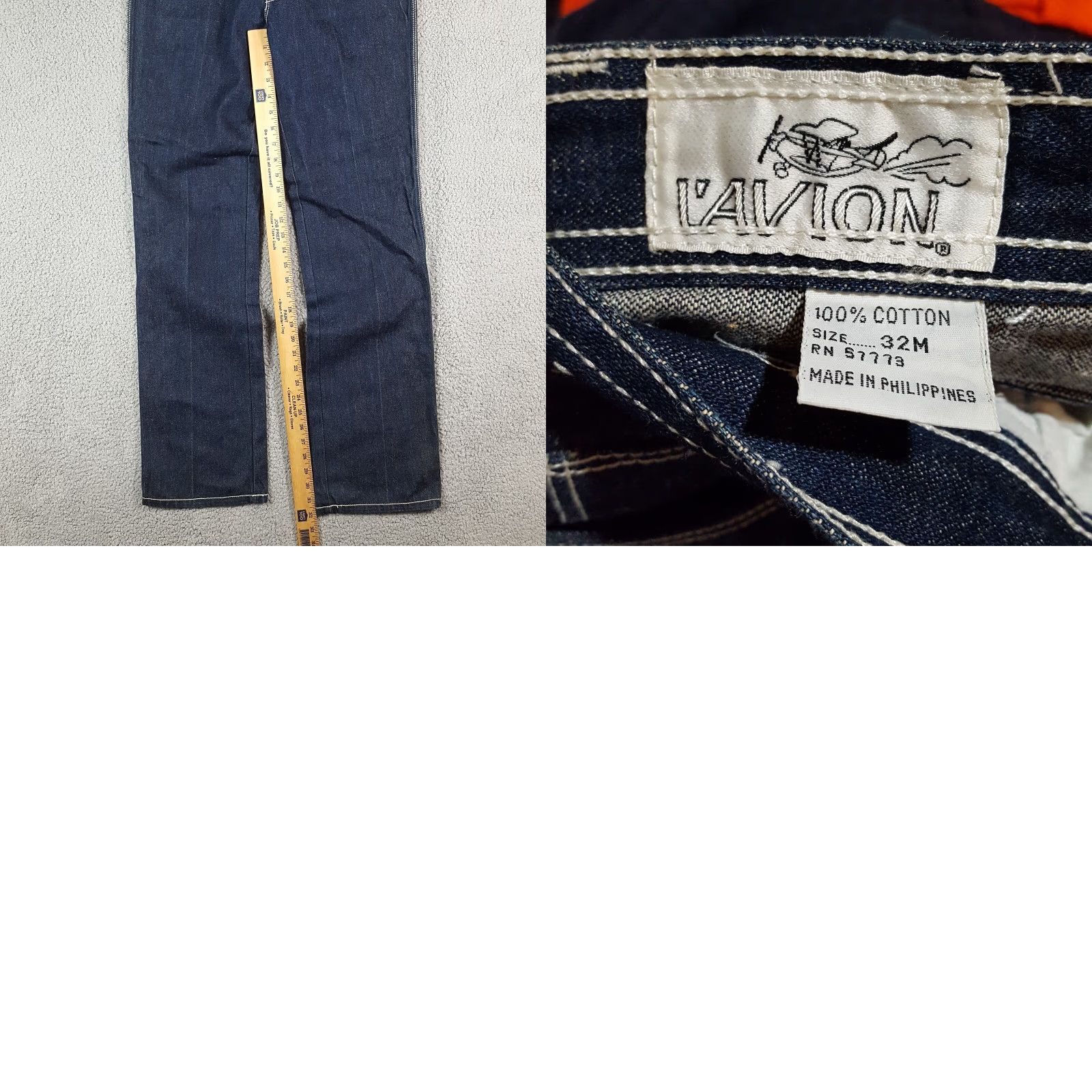 Denime VINTAGE Lavion 90s Dark Denim Straight Leg Jeans Womens Size 32 Blue Pants Size 24" / US 00 / IT 34 - 8 Thumbnail