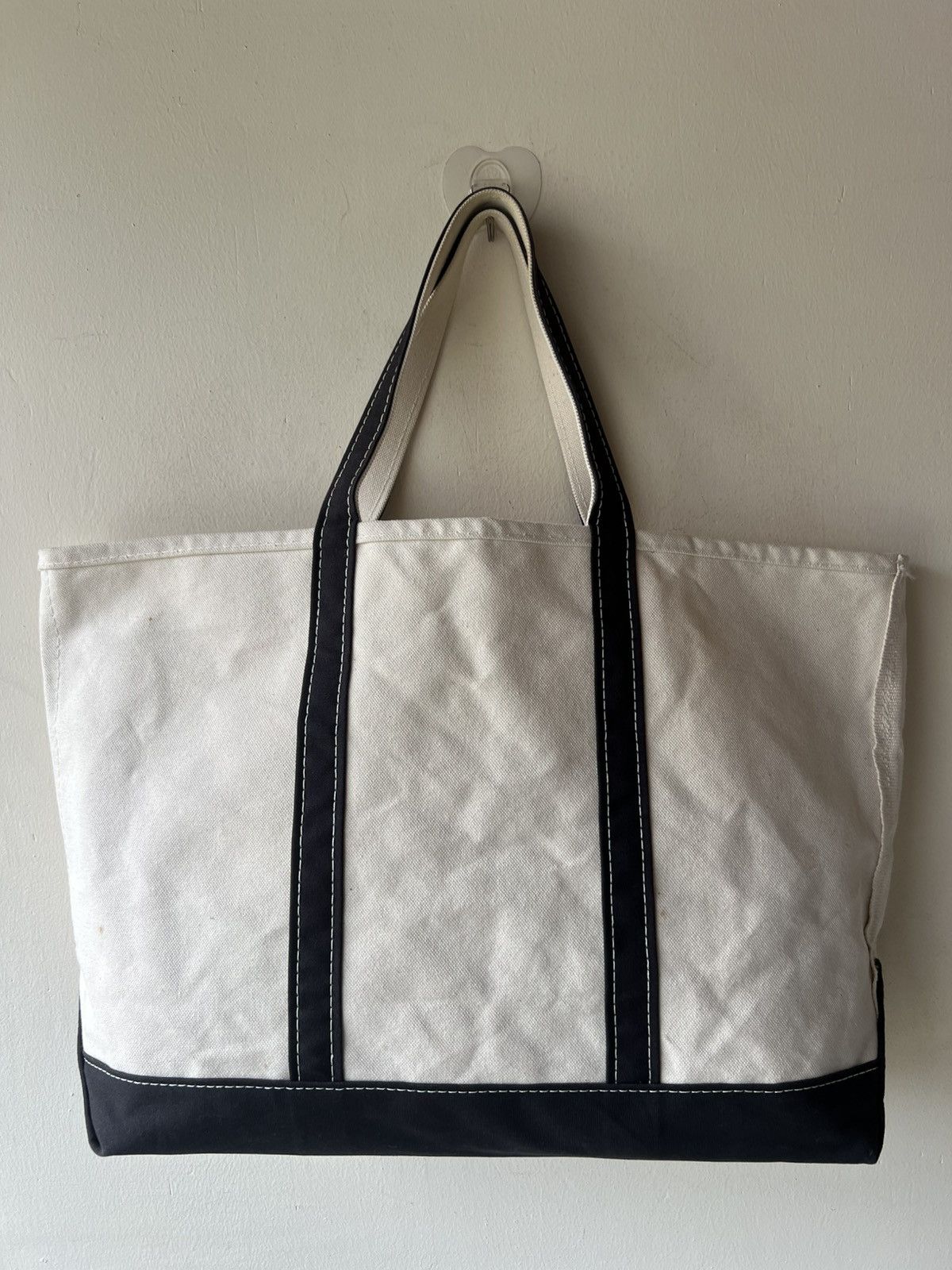 L.L. Bean 80s L.L. Bean Cotton Canvas White Black Big Tote Bag Size ONE SIZE - 21 Thumbnail