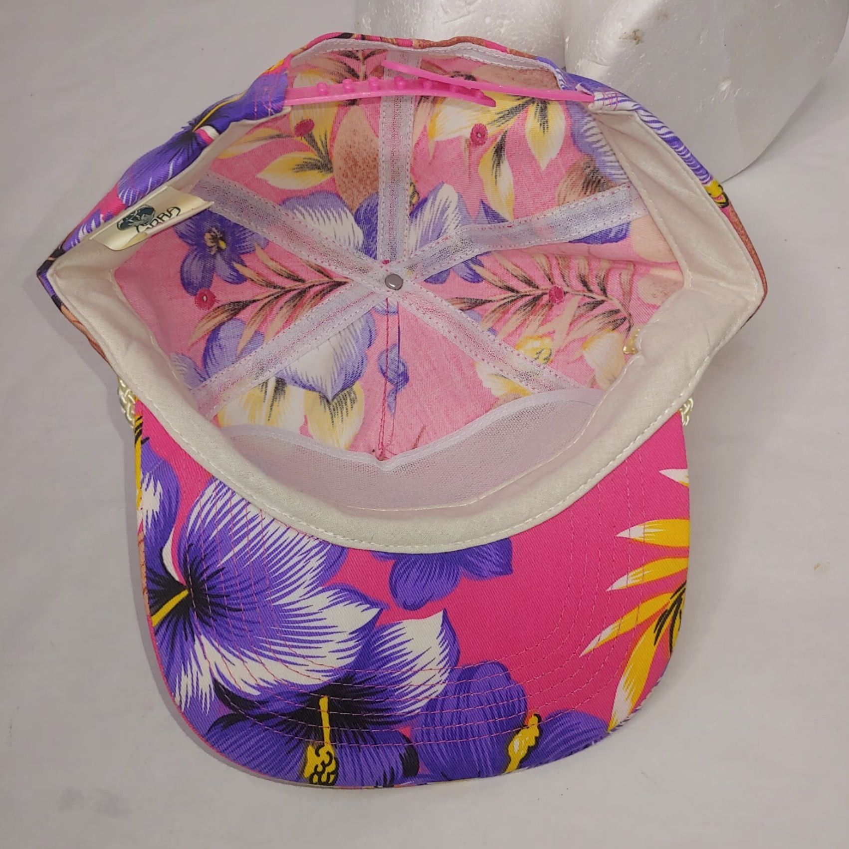 Vintage VINTAGE EMCO World Tour Aruba Cap Pink Purple Floral Canvas Trucker Beach NWOT Adjustable Unisex Adults Cobra Cap Capac? Size ONE SIZE - 6 Thumbnail