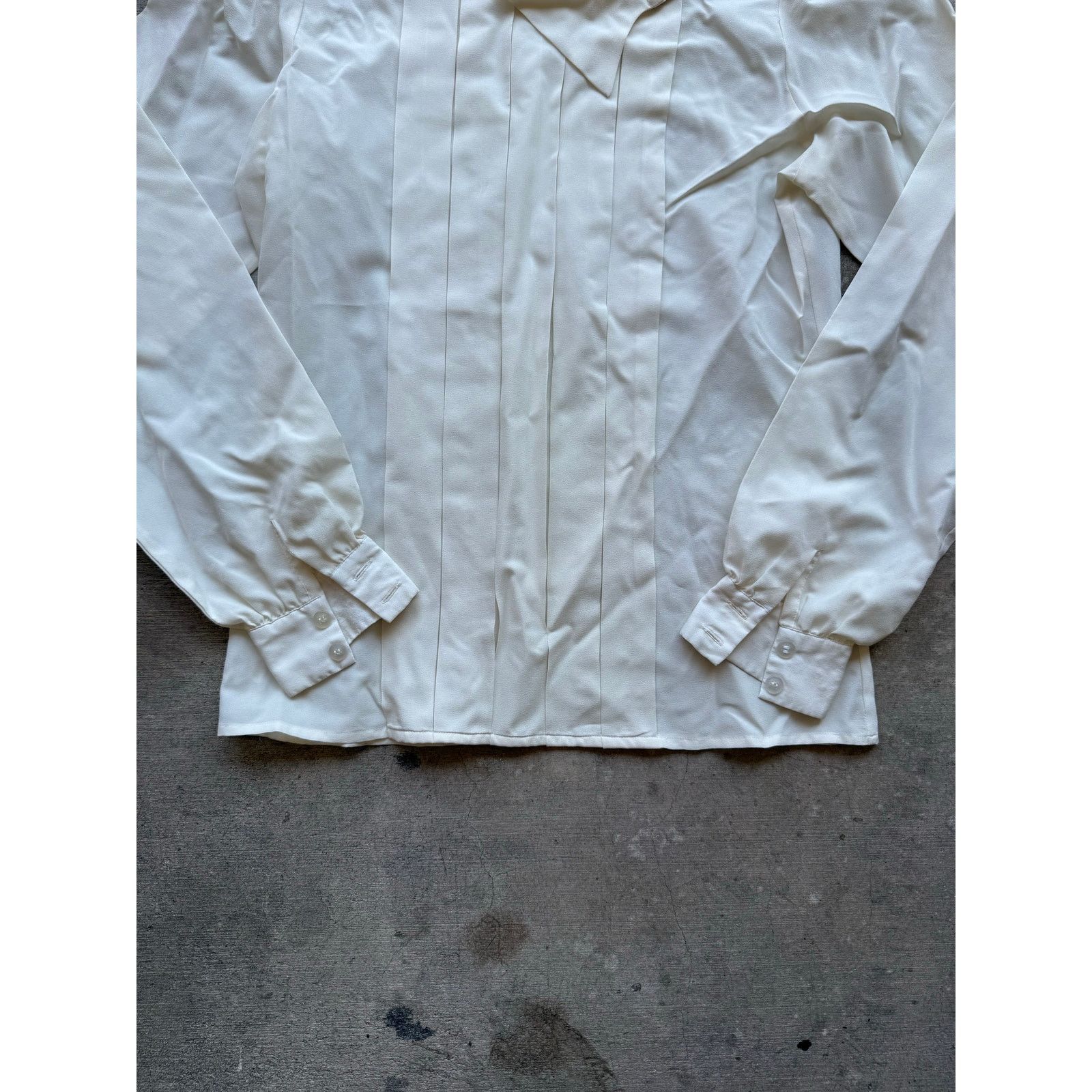 Vintage VTG 1980s Asymetrical Collar White Pleated Womens Shirt Size S / US 4 / IT 40 - 5 Thumbnail