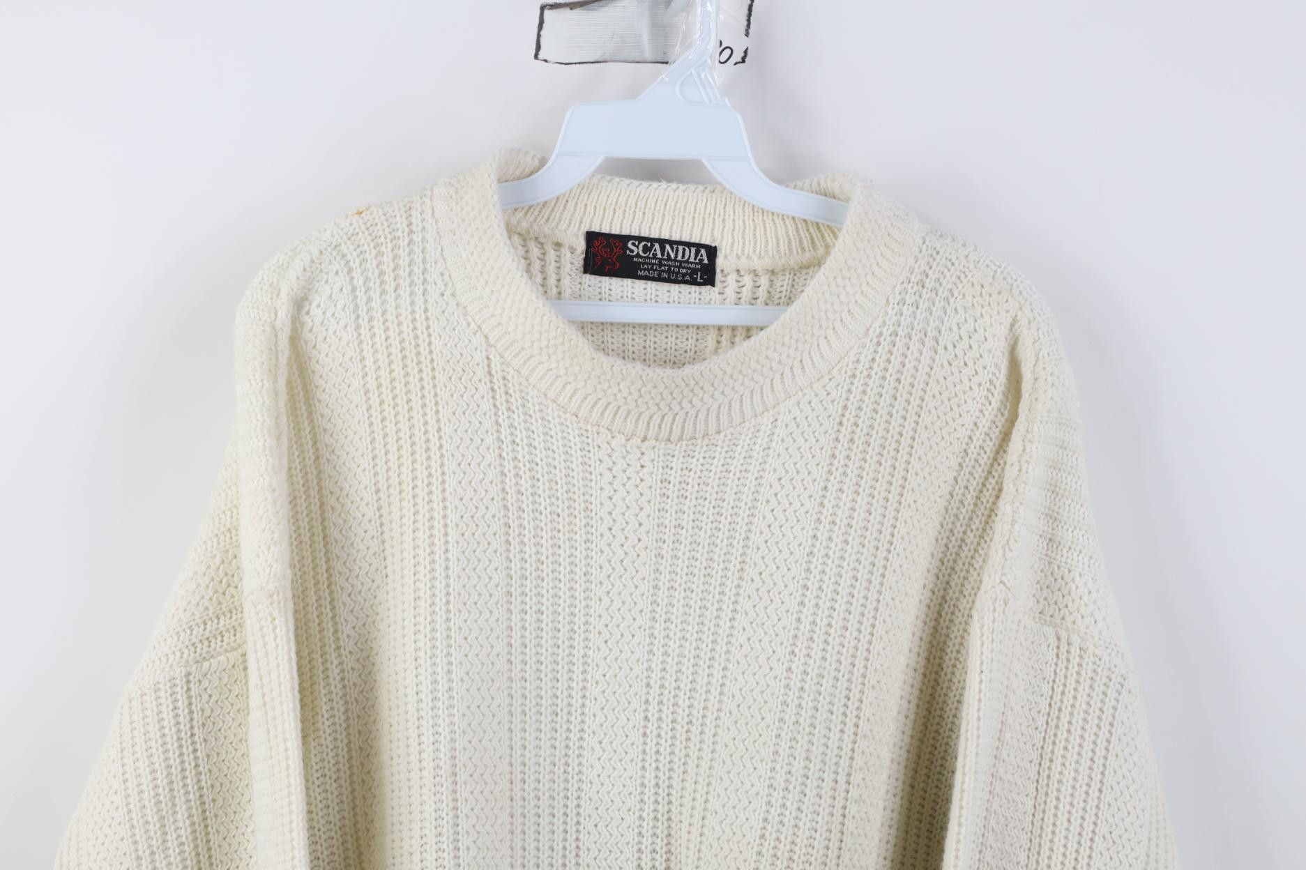 Vintage Vintage 70s Streetwear Zig Zag Ribbed Knit Sweater Cream USA Size US L / EU 52-54 / 3 - 2 Thumbnail