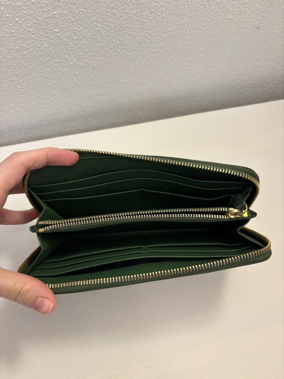 Prada Prada Dark Green Saffiano Leather Logo Zip Around Wallet Size ONE SIZE - 5 Thumbnail