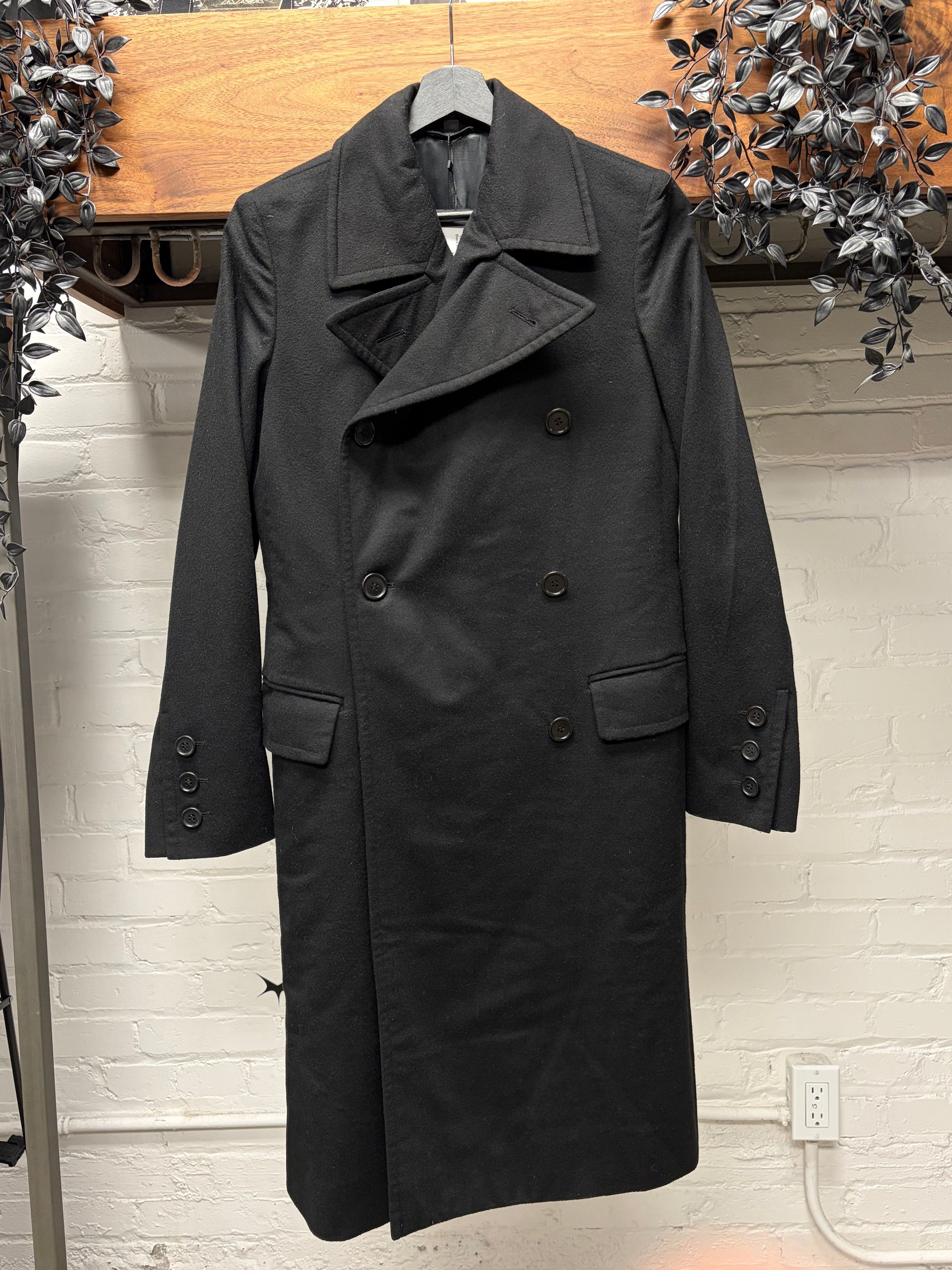 Helmut Lang Vintage Helmut Lang Full Length Black Wool Double Breasted Coat Size S / US 4 / IT 40 - 1 Thumbnail