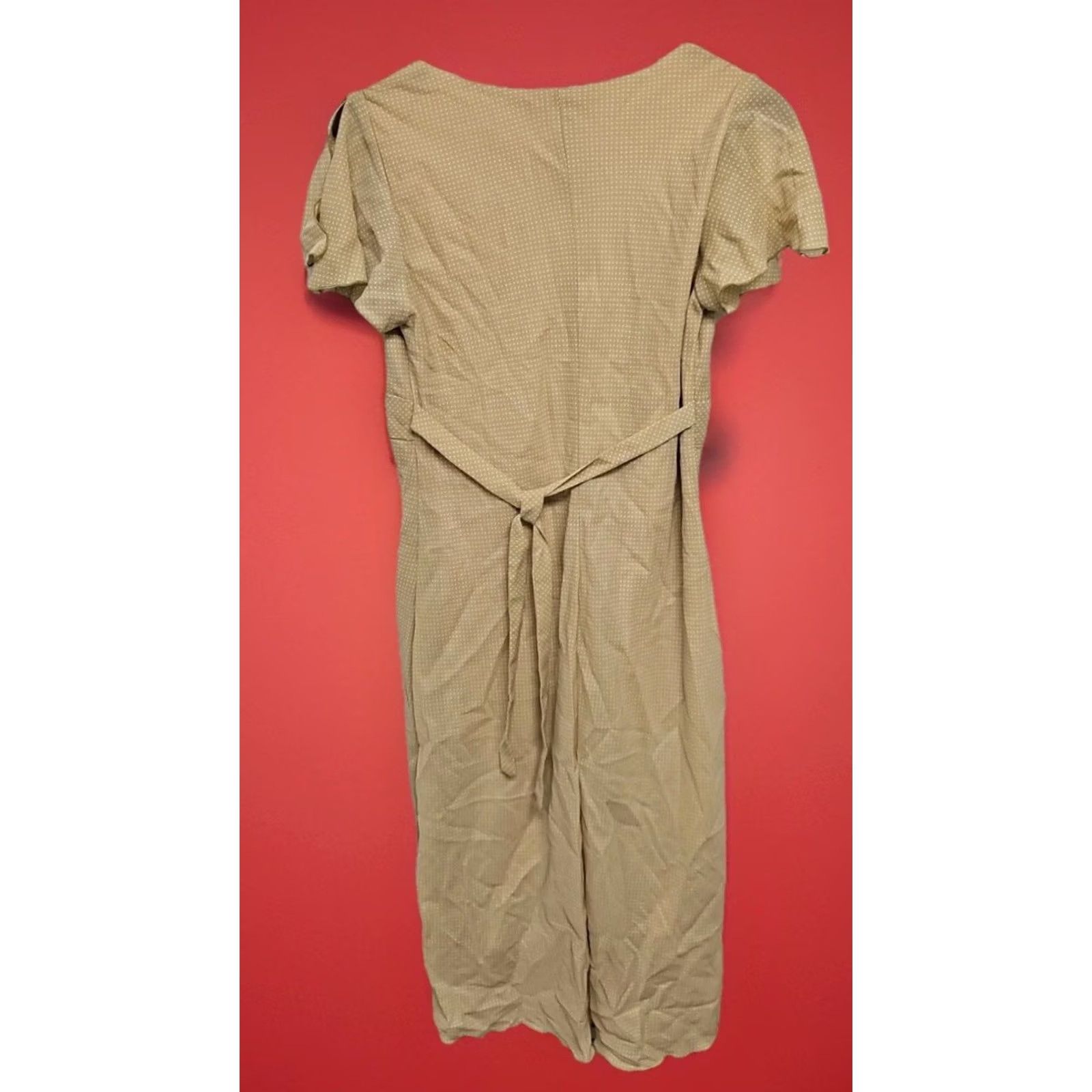 Vintage Jonathan Martin Studio Wrap Dress Size 10 Tan Lined Short Sleeve Y2K Workwear Women Size 32" / US 10 / IT 46 - 6 Thumbnail