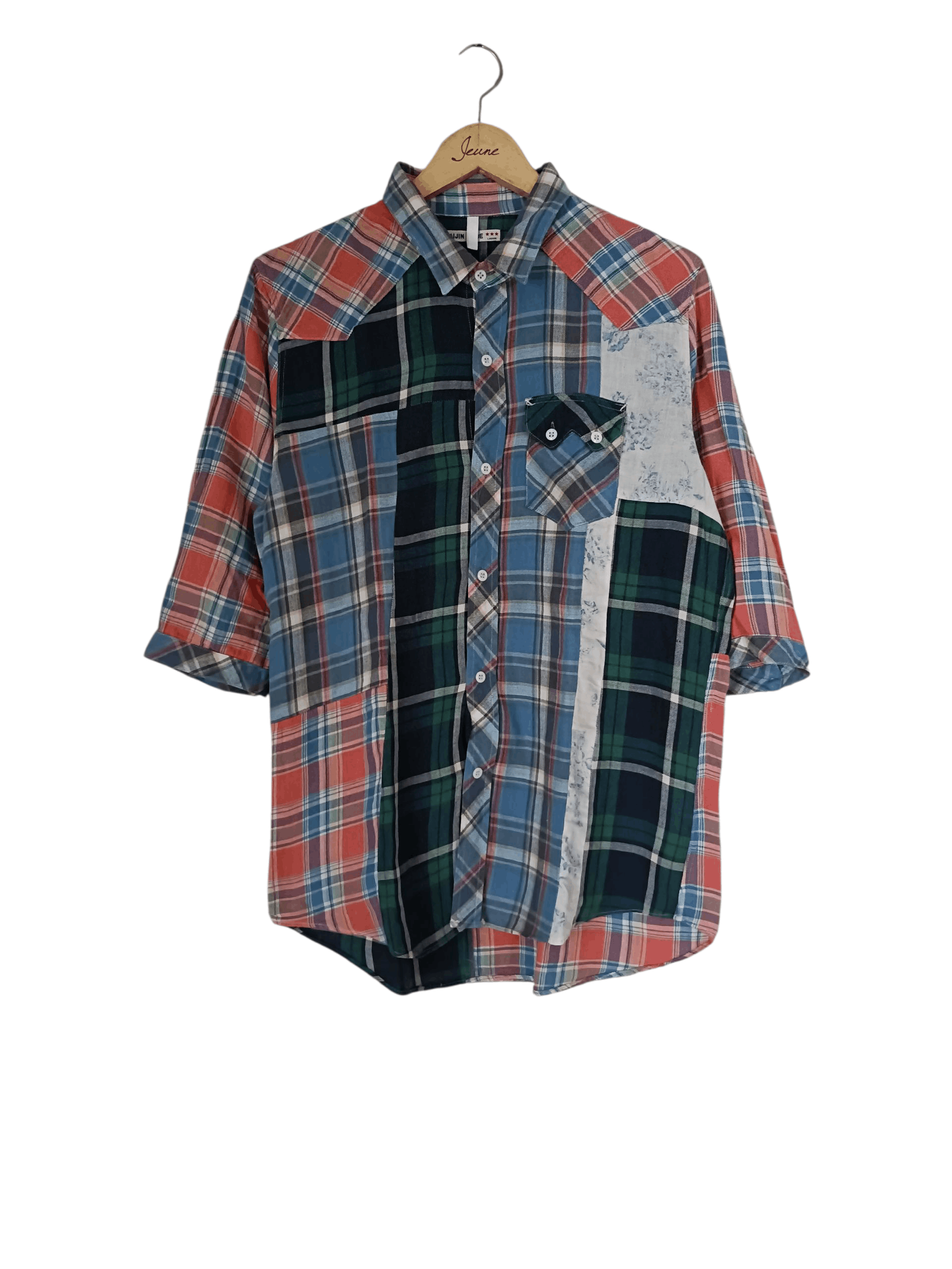 Japanese Brand Vintage Gaijin Made patchwork shirt Size US L / EU 52-54 / 3 - 1 Thumbnail