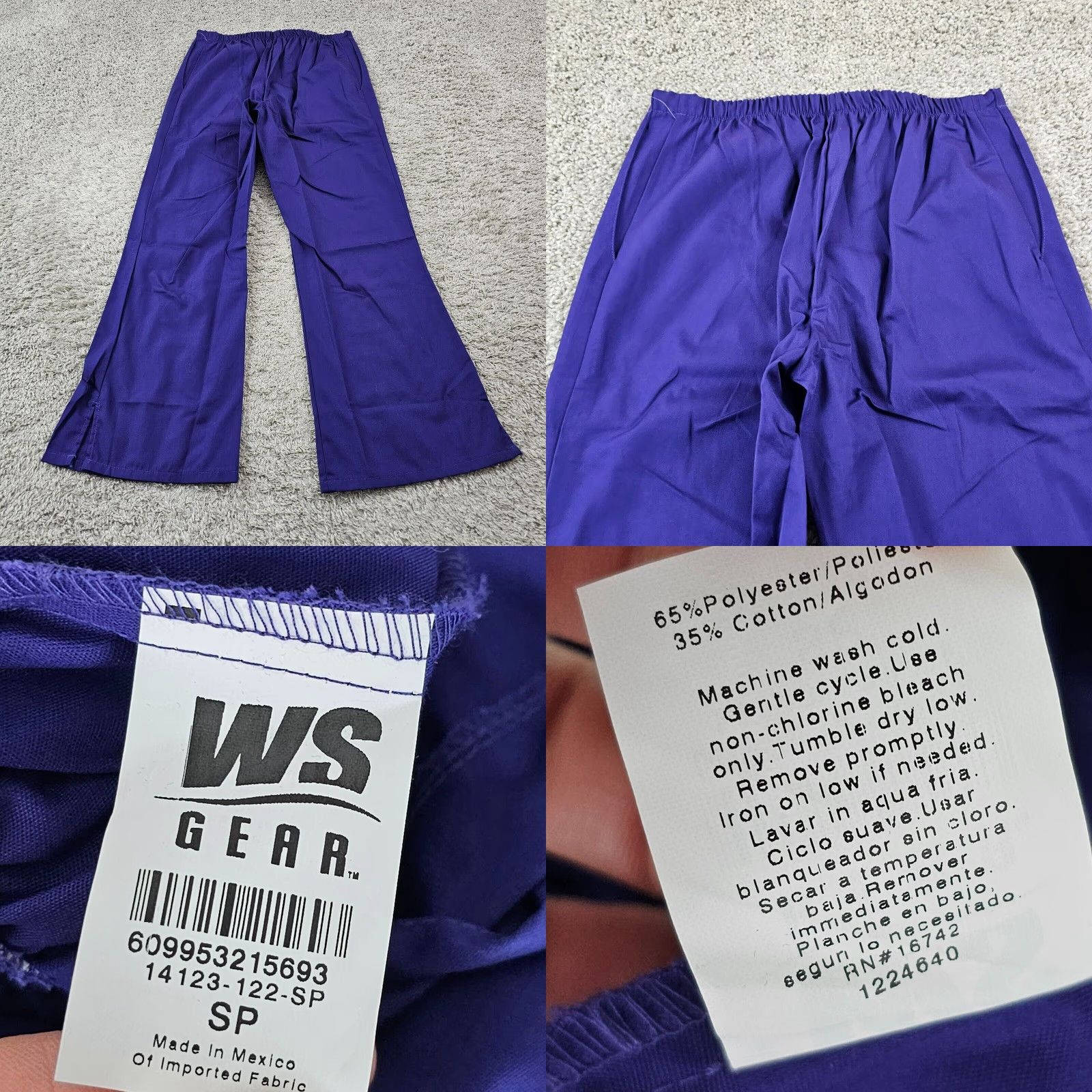 Vintage WS Gear Scrub Pants Women's Small S Purple Boot Cut Drawstring NWT 28x29 Size 28" / US 6 / IT 42 - 8 Thumbnail