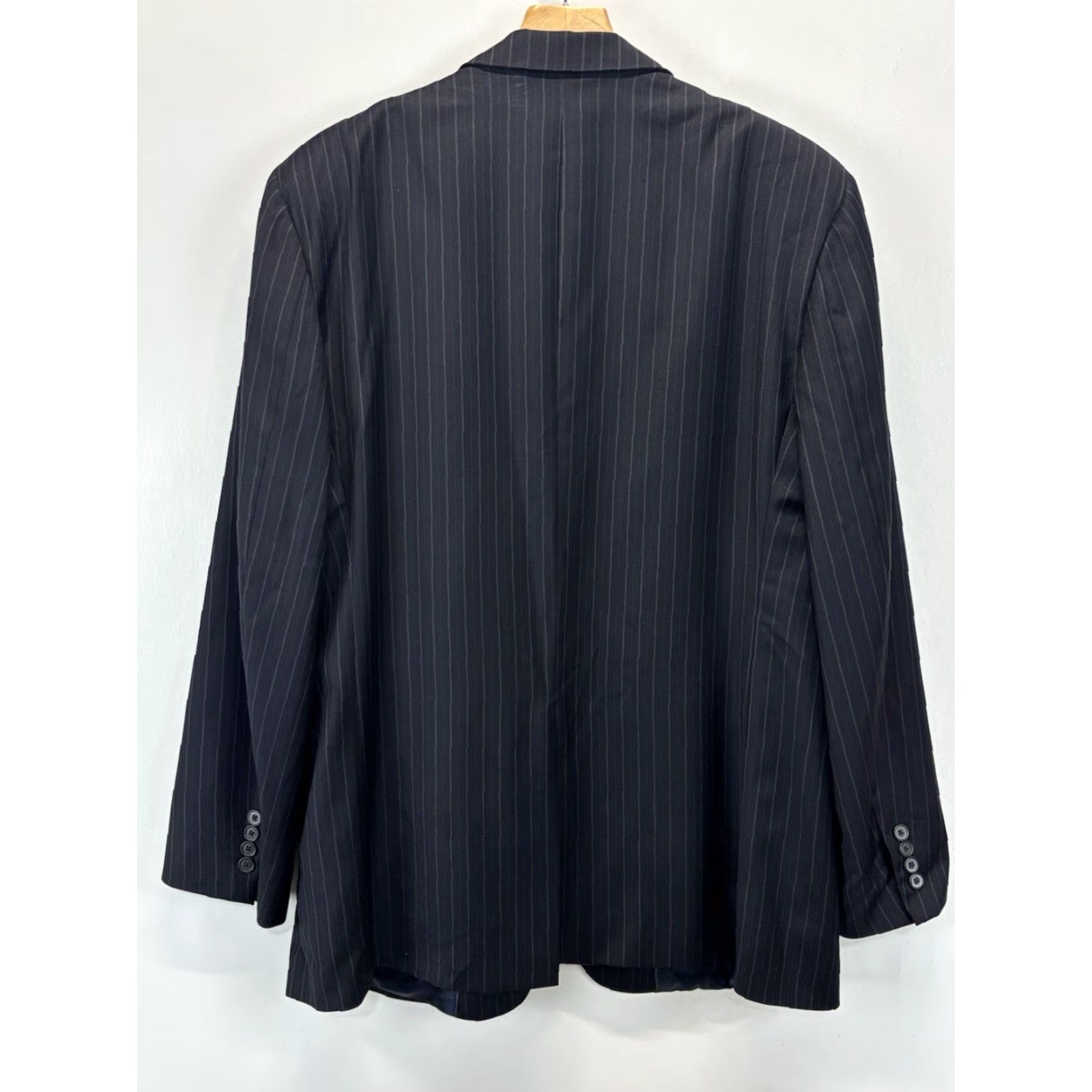 Brooks Brothers BROOKS BROTHERS 346 2 PIECE SUIT JACKET PANTS MEN Navy Pinstripe Wool 46L 38x30.5 Regular Two-Button Suit Set Mens Size 46R - 4 Thumbnail